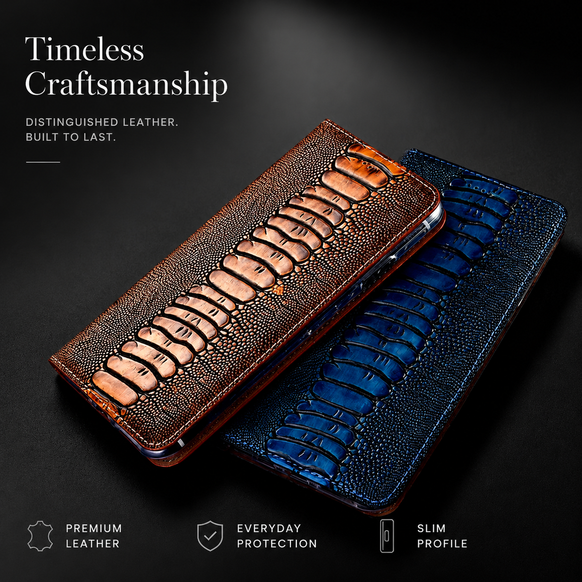 Premium iPhone Case Genuine Leather Flip Wallet Cover Card Slots Magnetic Closure Full Protection