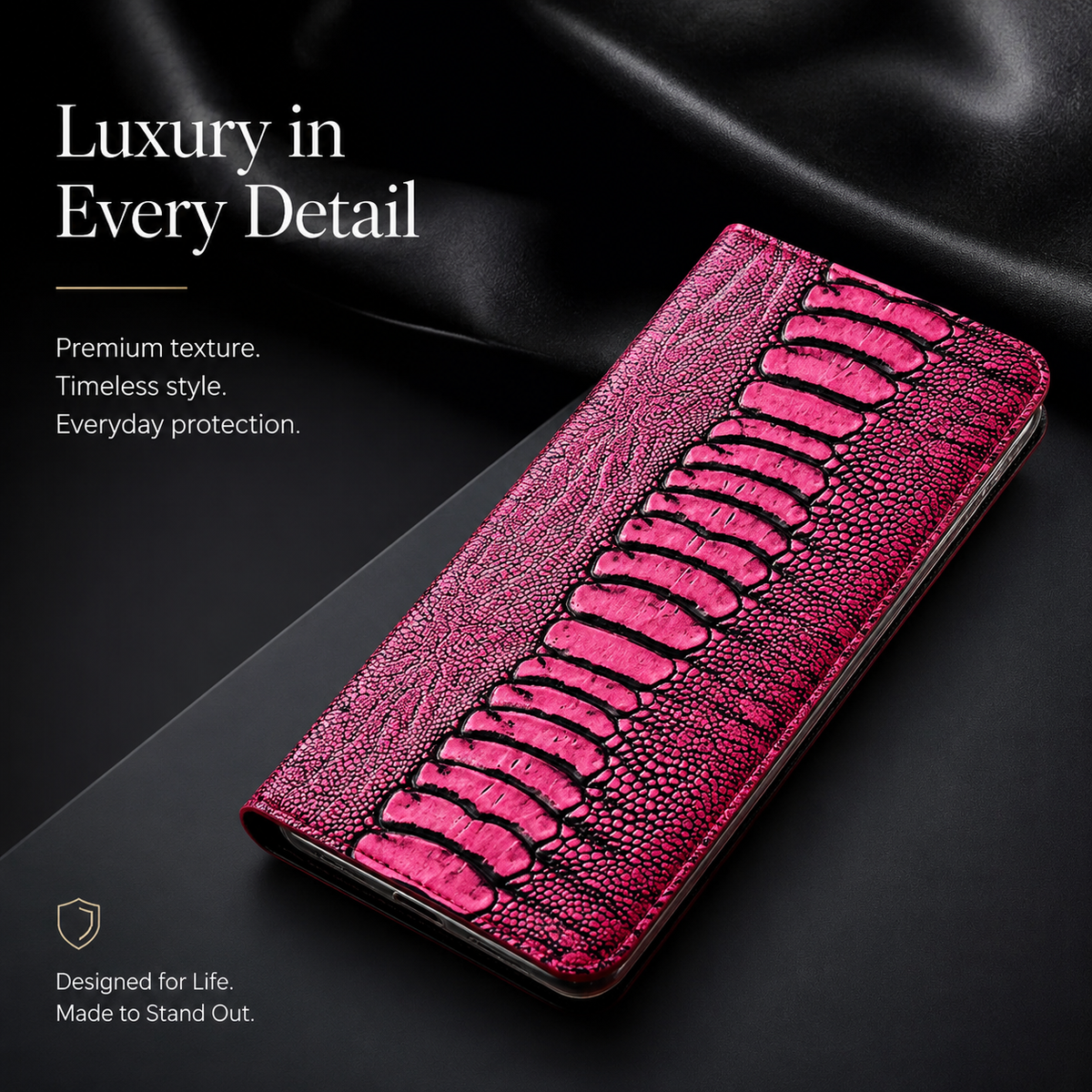 Premium iPhone Case Genuine Leather Flip Wallet Cover Card Slots Magnetic Closure Full Protection