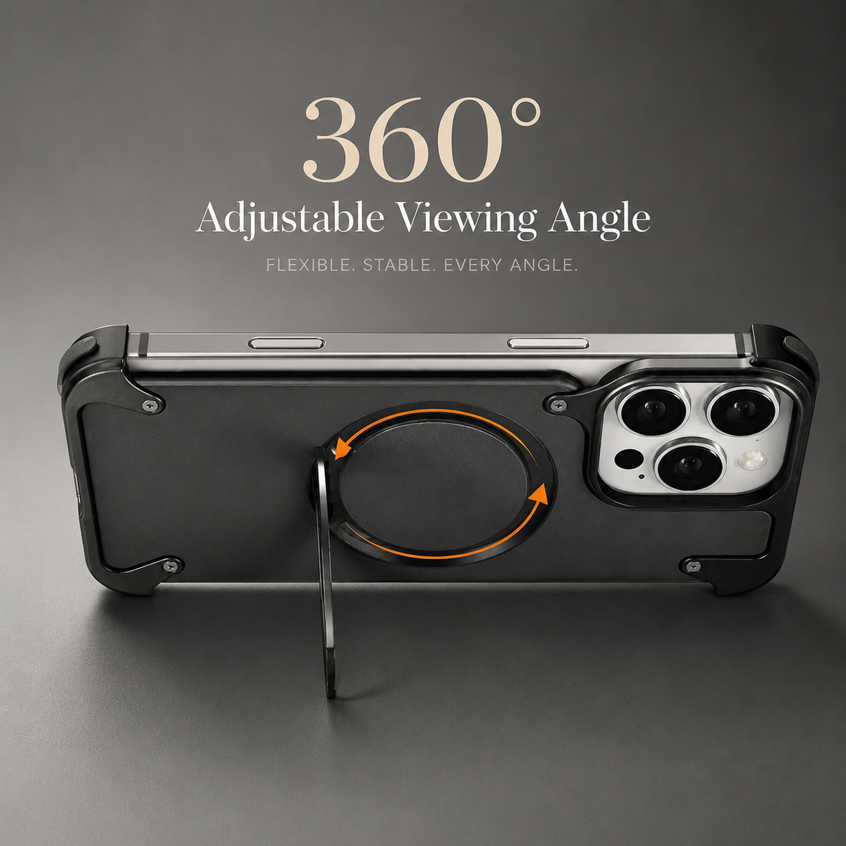 Premium iPhone Case Genuine Leather Magnetic Cover MagSafe Compatible Rotating Ring Stand Shockproof Frameless Protection