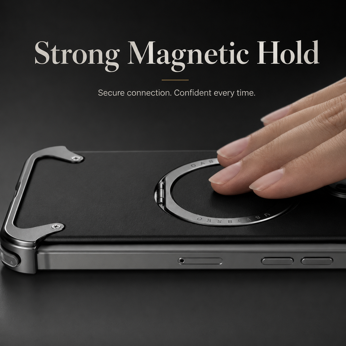 Premium iPhone Case Genuine Leather Magnetic Cover MagSafe Compatible Rotating Ring Stand Shockproof Frameless Protection