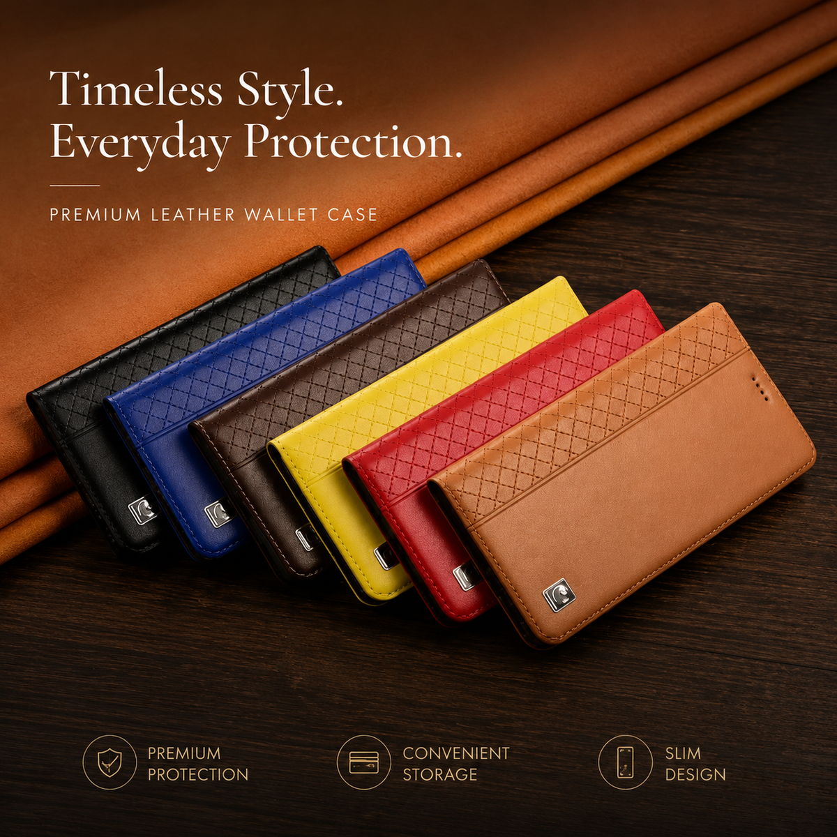 Premium iPhone Case Genuine Nappa Leather Wallet Flip Cover Card Holder Magnetic Closure Full Body Protection