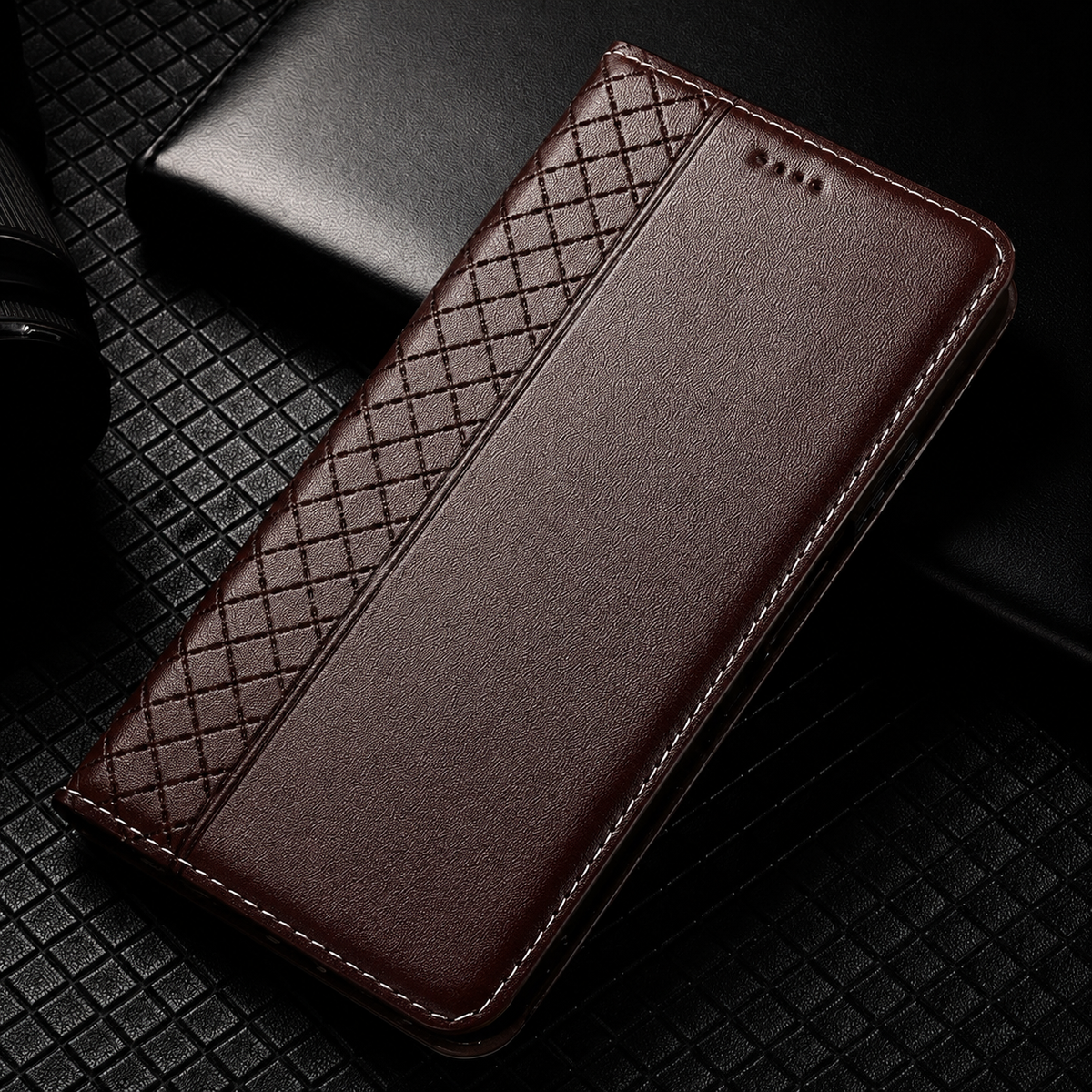 Premium iPhone Case Genuine Nappa Leather Wallet Flip Cover Card Holder Magnetic Closure Full Body Protection