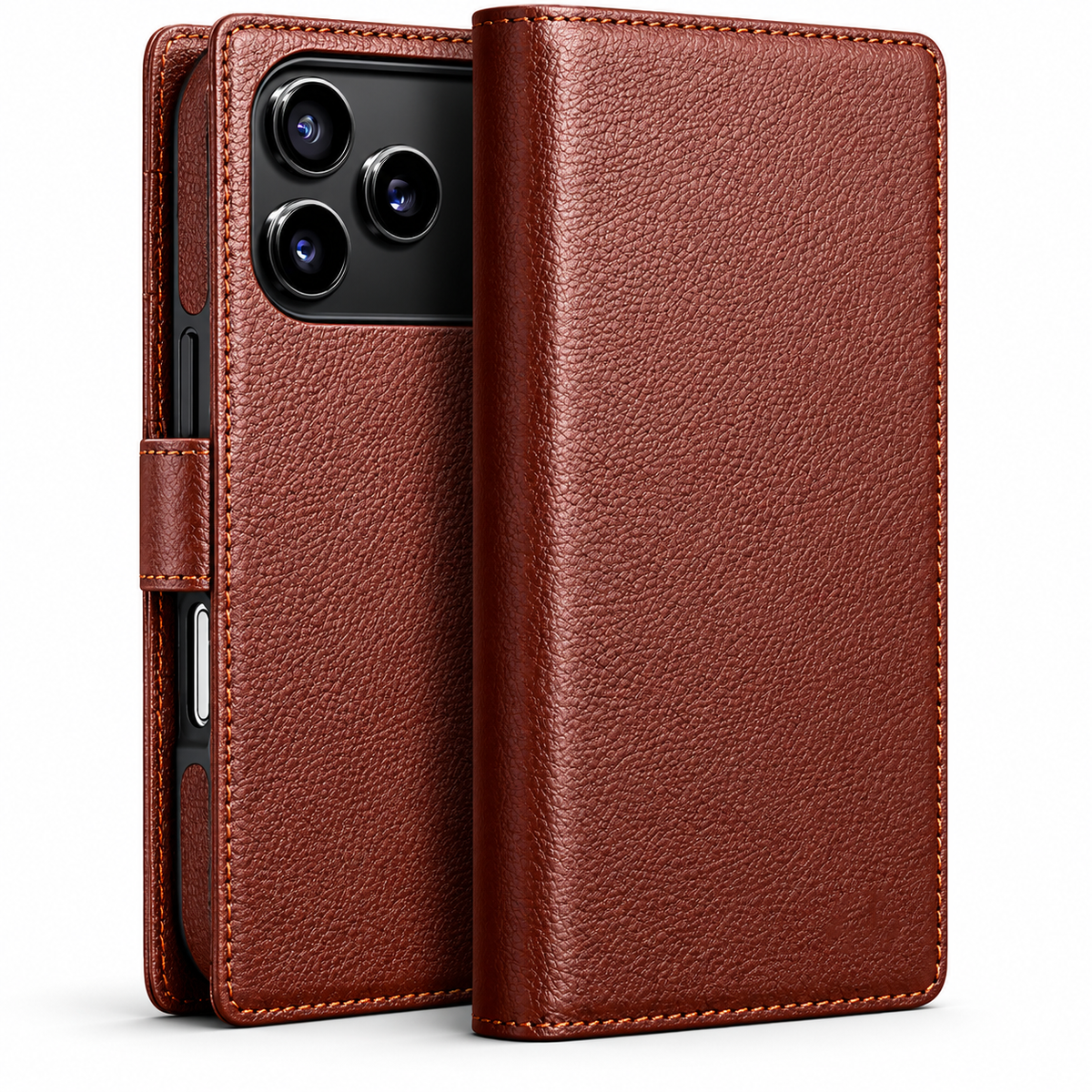 Premium iPhone Case Handmade Genuine Leather Wallet Flip Cover with Card Slots Ultra Slim Shockproof Design Horizontal Stand Function