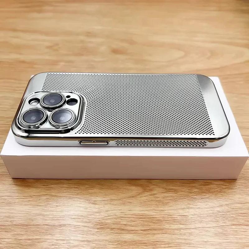 Premium iPhone Case Heat Dissipation Electroplated Hollow PC Cooling Cover Anti Fingerprint Anti Scratch Lightweight Non Slip Half Wrapped Protective Case