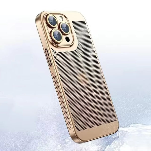 Premium iPhone Case Heat Dissipation Electroplated Hollow PC Cooling Cover Anti Fingerprint Anti Scratch Lightweight Non Slip Half Wrapped Protective Case