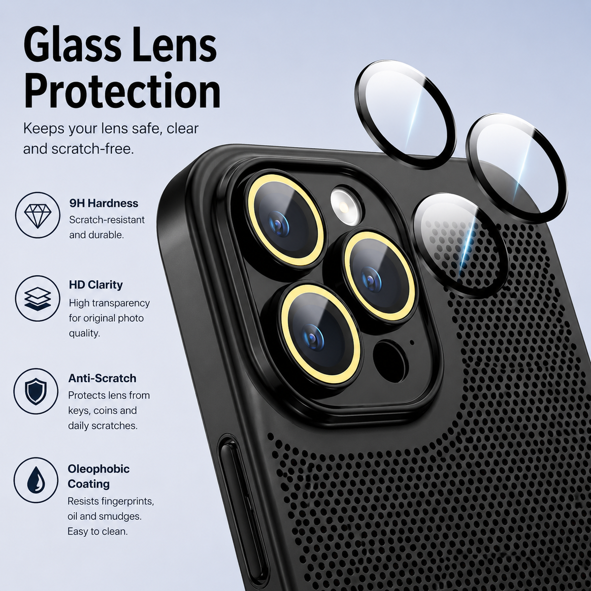 Premium iPhone Case Heat Dissipation Electroplated Hollow PC Cooling Cover Anti Fingerprint Anti Scratch Lightweight Non Slip Half Wrapped Protective Case