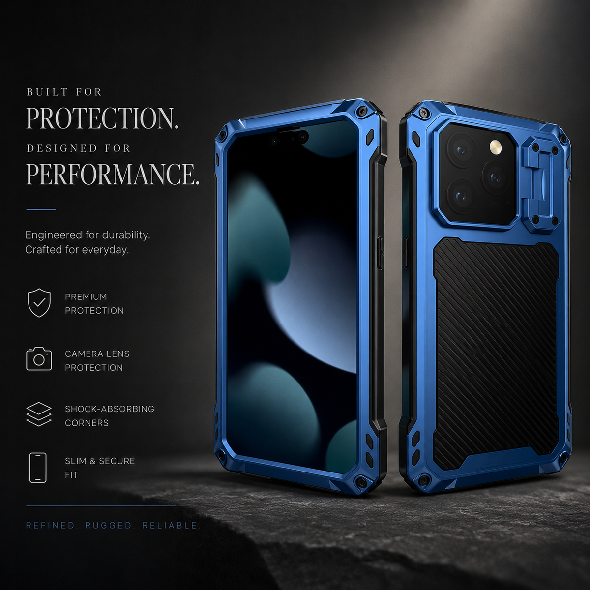 Premium iPhone Case Heavy Duty Metal MagSafe Cover Military Grade Shockproof Aluminum Bumper Camera Guard Kickstand Protective Case