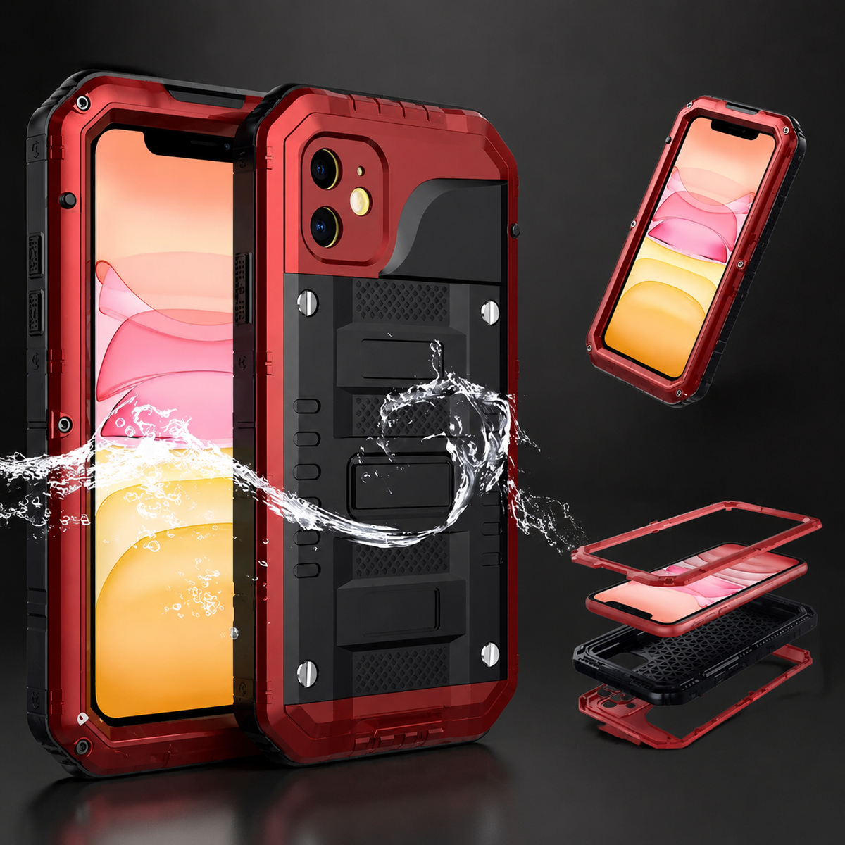 Premium iPhone Case IP68 Waterproof Aluminum Armor Cover MagSafe Compatible Shockproof Full Body Protection