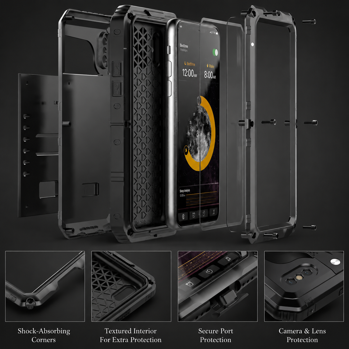 Premium iPhone Case IP68 Waterproof Aluminum Armor Cover MagSafe Compatible Shockproof Full Body Protection