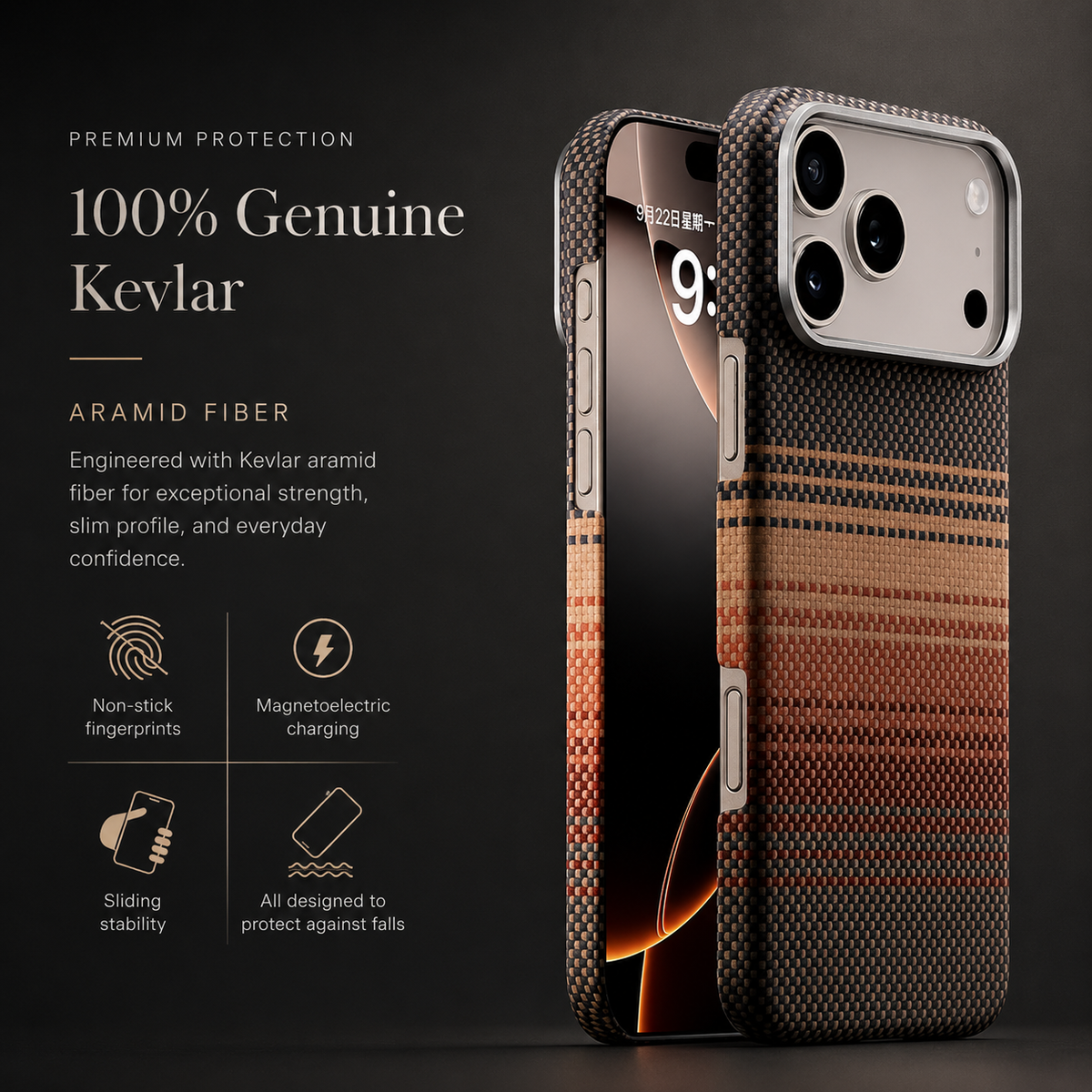 Premium iPhone Case Kevlar Aramid Carbon Fiber MagSafe Compatible Ultra Thin Full Coverage Protective Cover