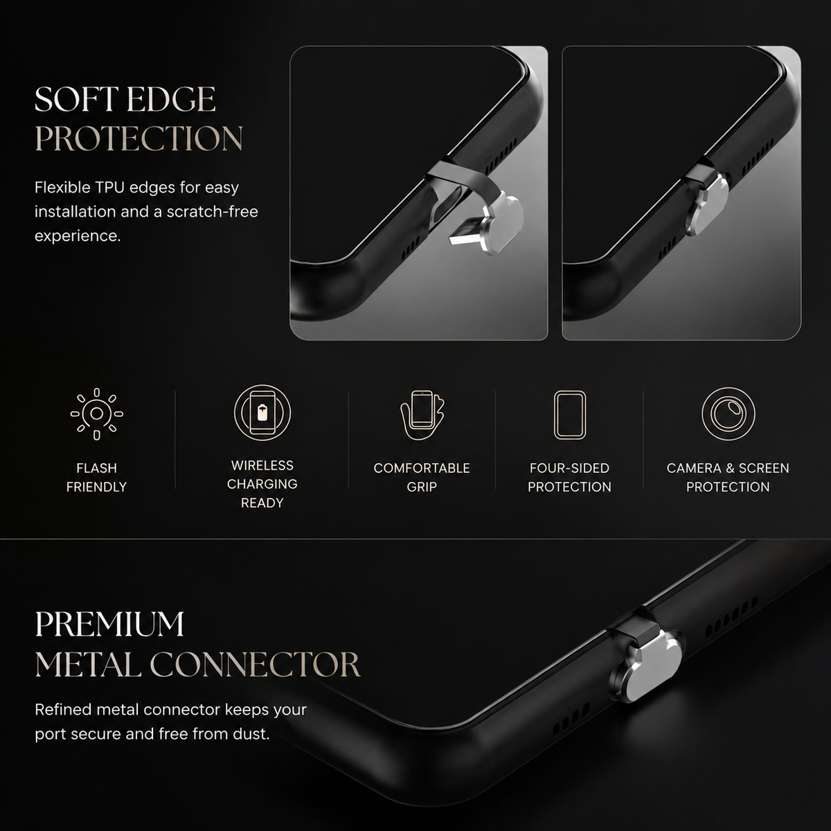 Premium iPhone Case LED Luminous Golden Dragon Cover Sound Reactive Tempered Glass Shockproof Protection