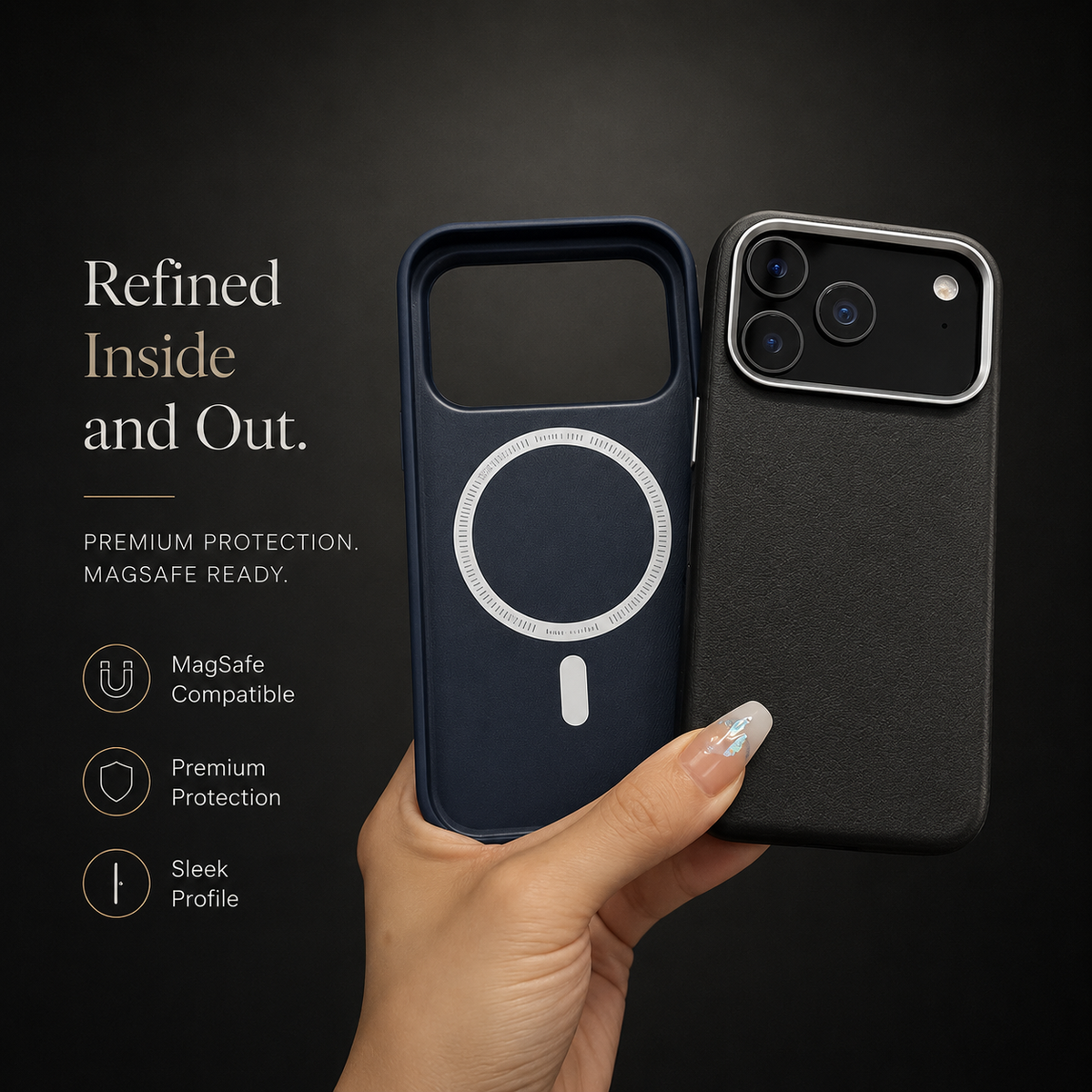 Premium iPhone Case Leather Magnetic Cover MagSafe Charging Full Protection Anti Fingerprint Protective Design