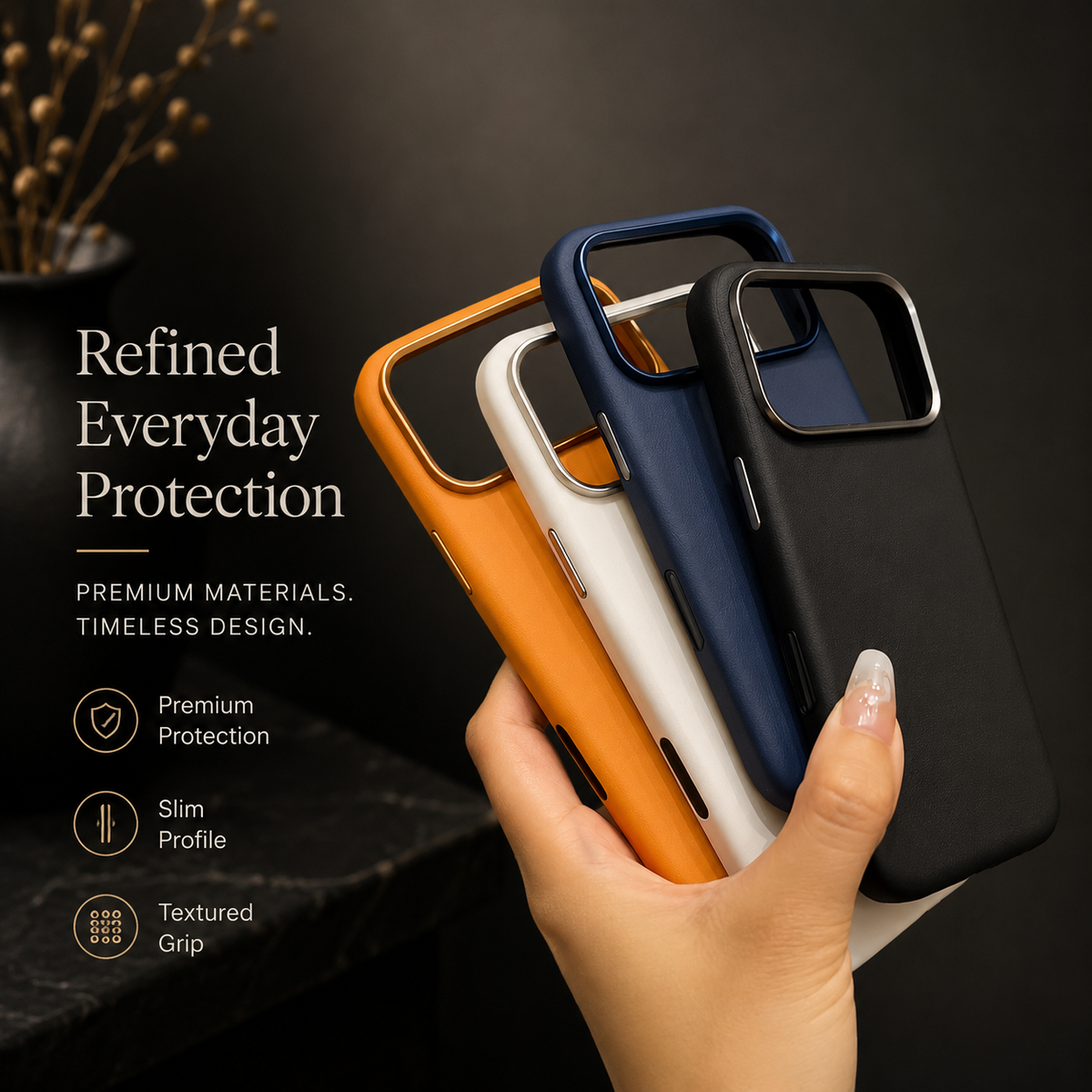 Premium iPhone Case Leather Magnetic Cover MagSafe Charging Full Protection Anti Fingerprint Protective Design