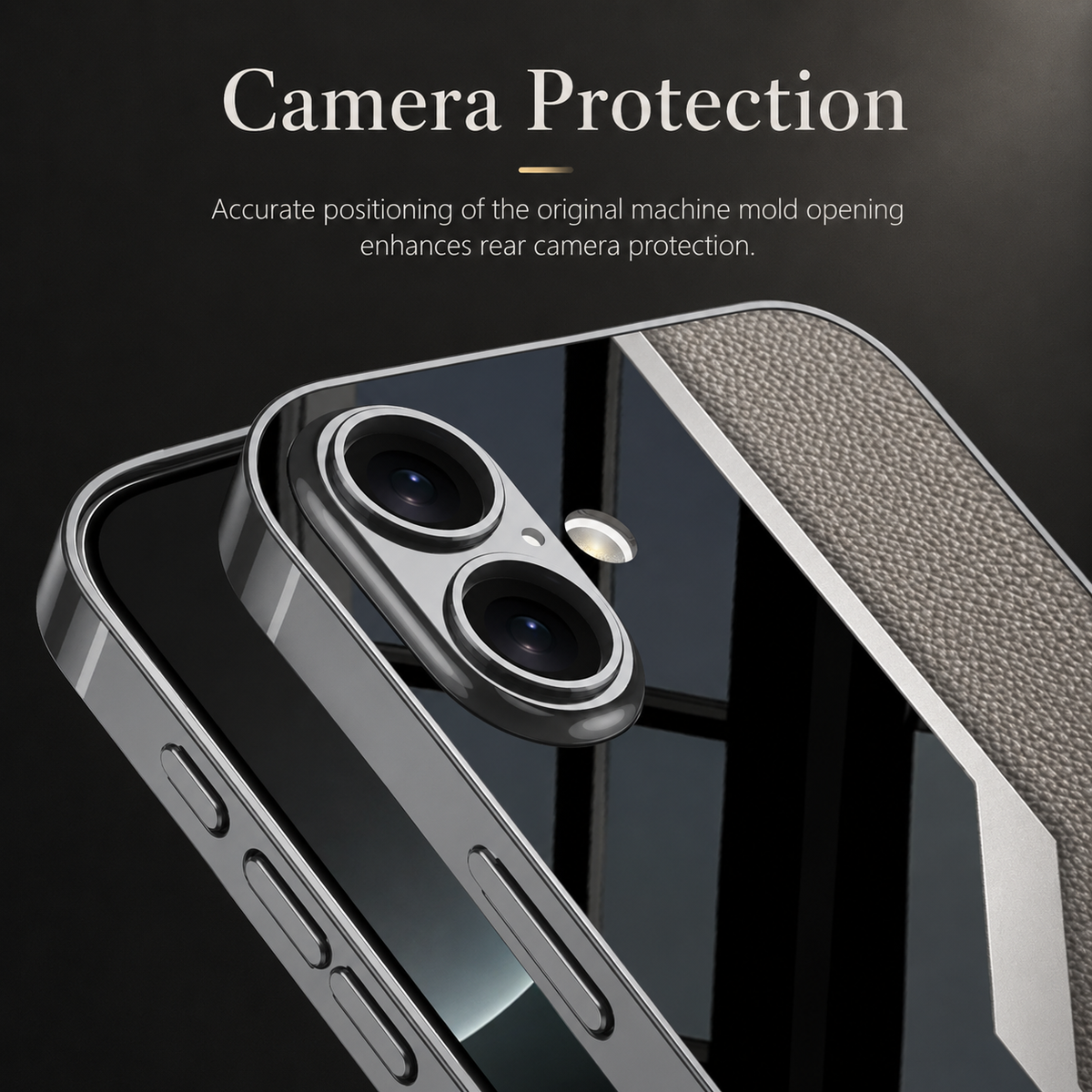 Premium iPhone Case Leather Plating Cover Soft TPU Shockproof Anti Scratch Camera Lens Protection Case