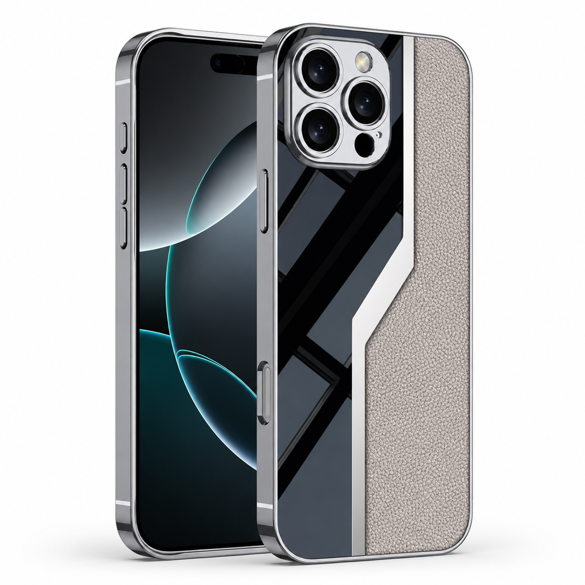 Premium iPhone Case Leather Plating Cover Soft TPU Shockproof Anti Scratch Camera Lens Protection Case