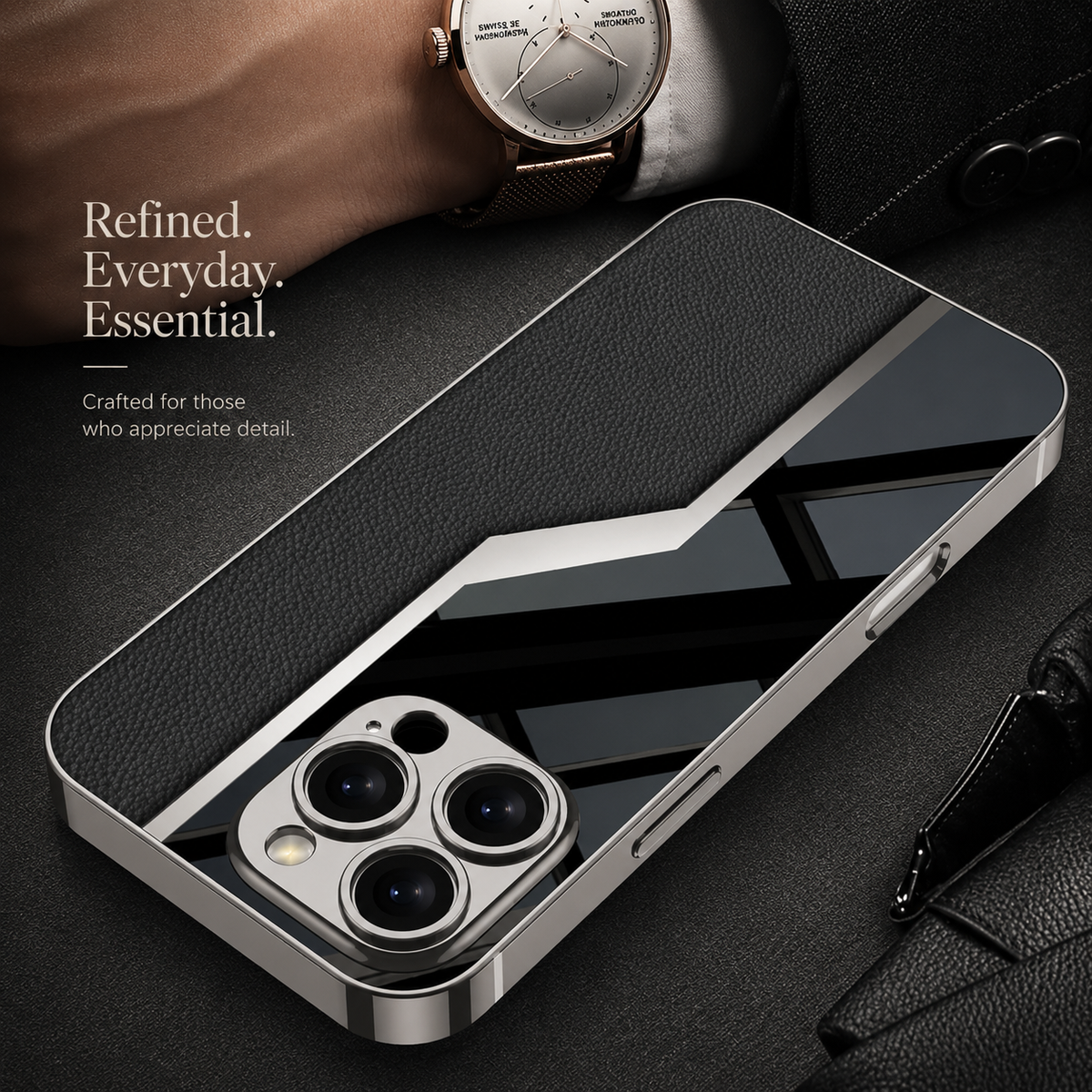 Premium iPhone Case Leather Plating Cover Soft TPU Shockproof Anti Scratch Camera Lens Protection Case