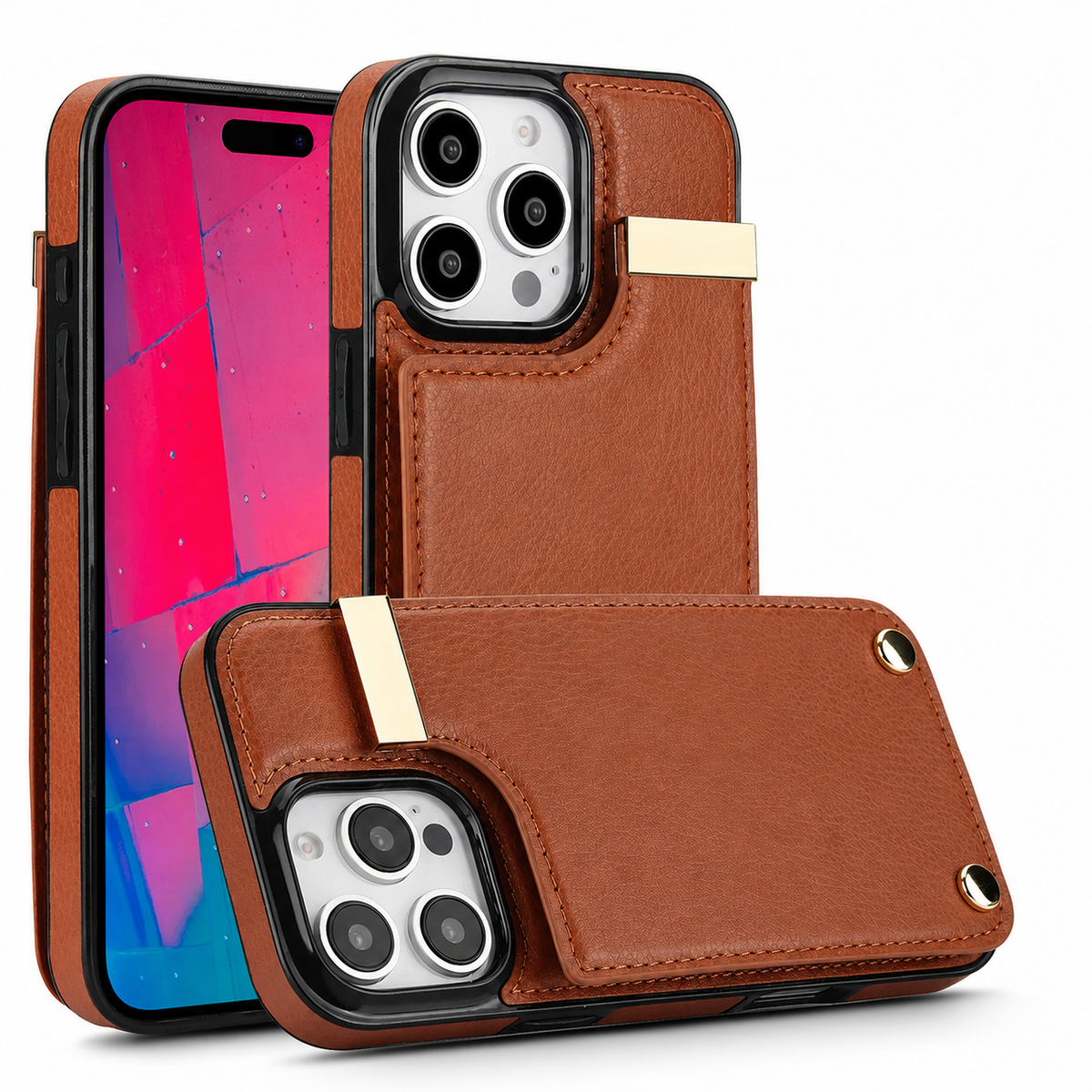Premium iPhone Case Leather Wallet Flip Cover Card Holder Secure Pocket Shockproof Full Protection