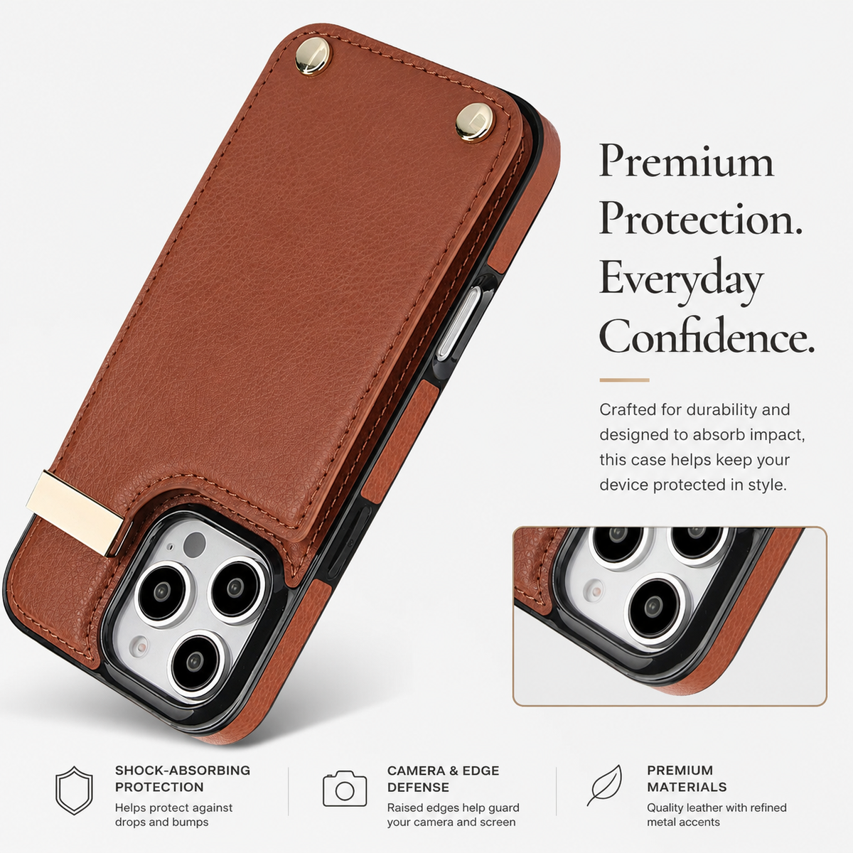 Premium iPhone Case Leather Wallet Flip Cover Card Holder Secure Pocket Shockproof Full Protection