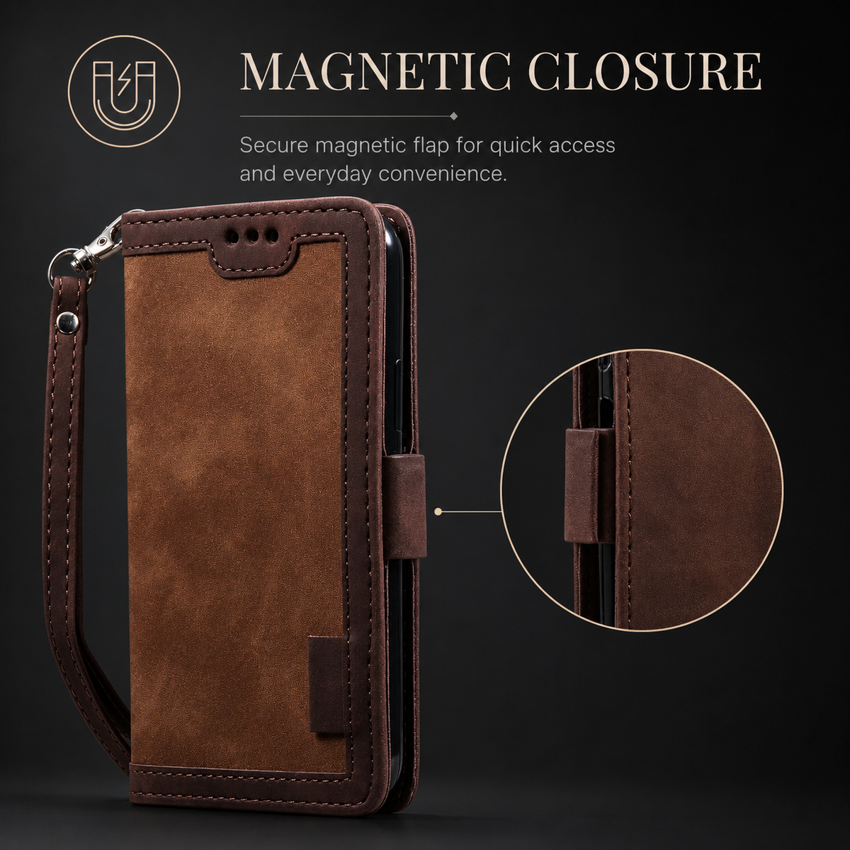 Premium iPhone Case Leather Wallet Flip Cover Card Slots Magnetic Closure Full Body Protection