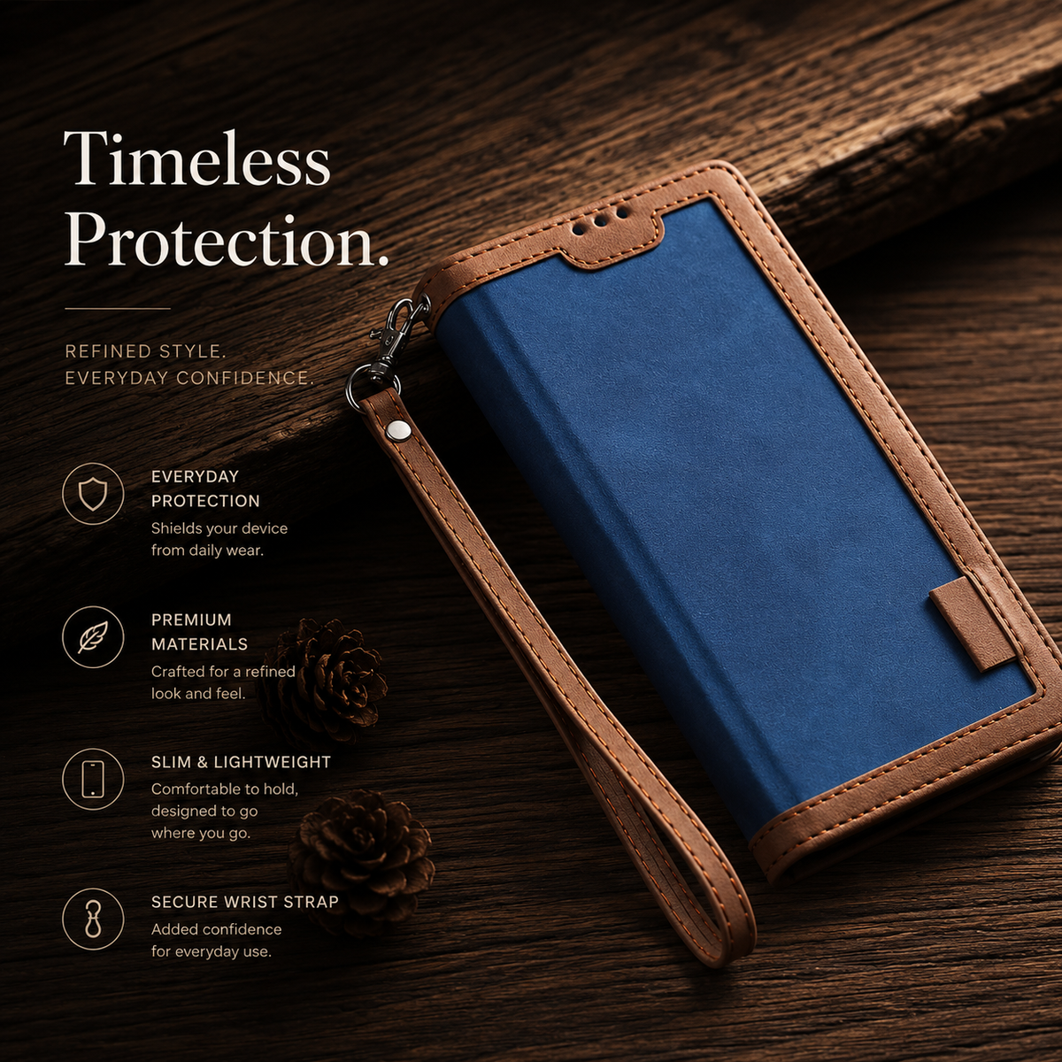 Premium iPhone Case Leather Wallet Flip Cover Card Slots Magnetic Closure Full Body Protection