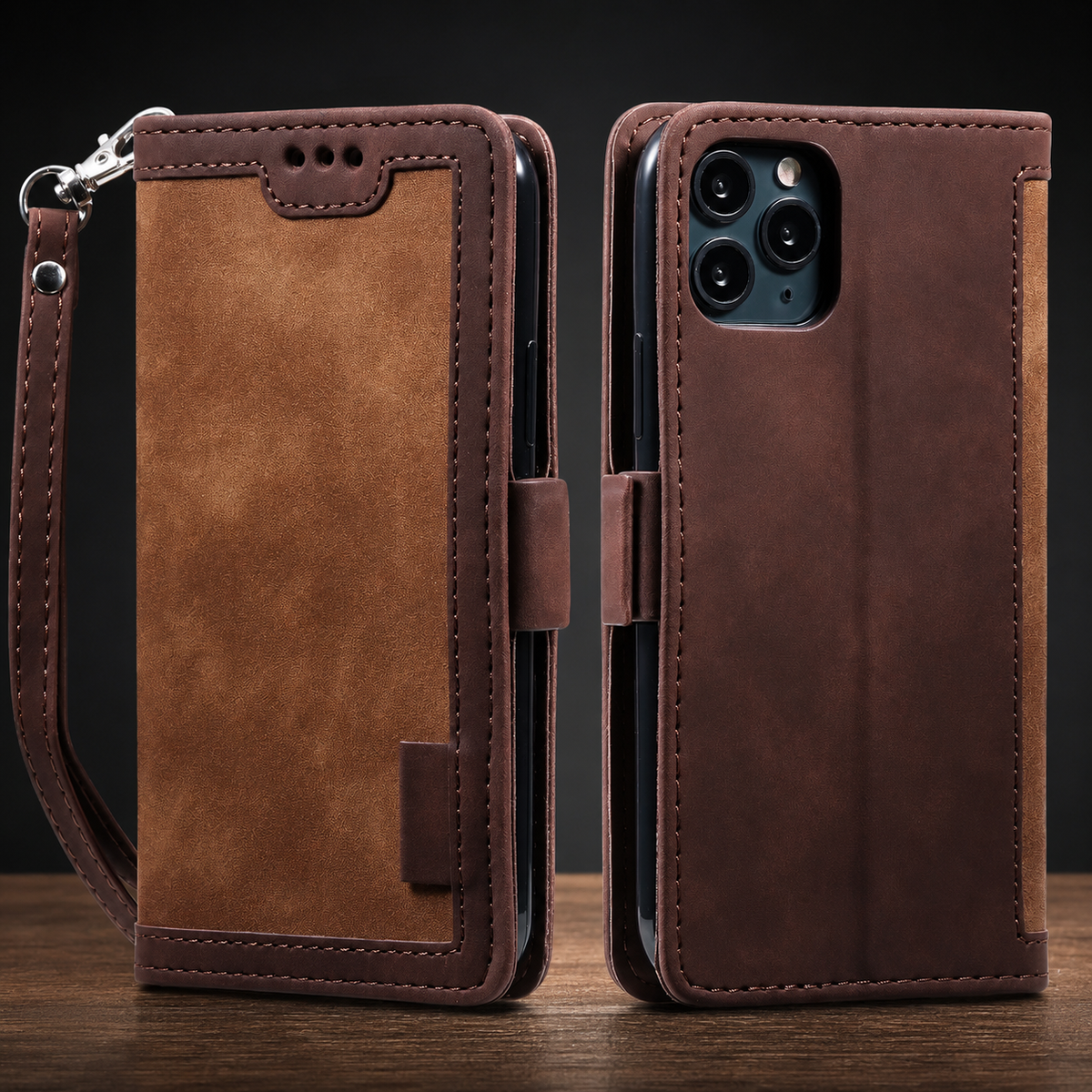 Premium iPhone Case Leather Wallet Flip Cover Card Slots Magnetic Closure Full Body Protection
