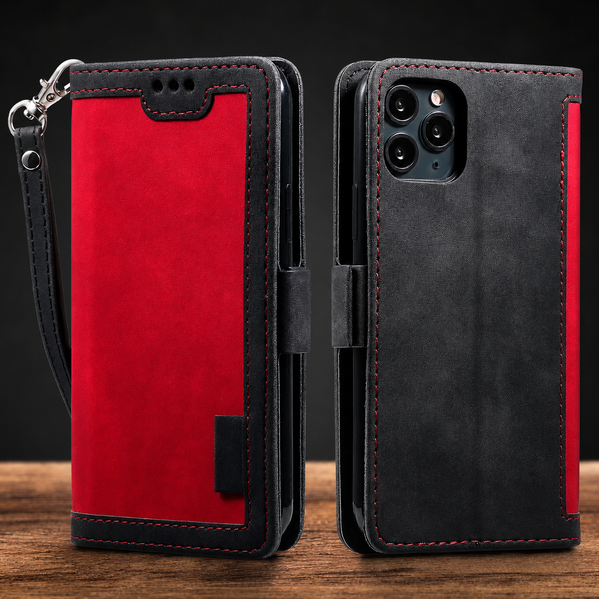 Premium iPhone Case Leather Wallet Flip Cover Card Slots Magnetic Closure Full Body Protection
