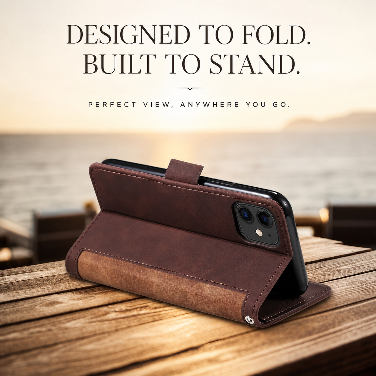 Premium iPhone Case Leather Wallet Flip Cover Card Slots Magnetic Closure Full Body Protection