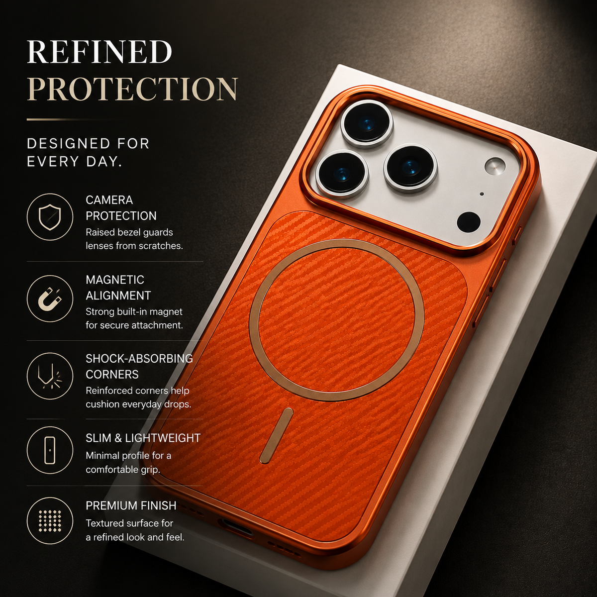 Premium iPhone Case MagSafe Carbon Fiber Cover Electroplated Shockproof Scratch Resistant Lightweight Wireless Charging Protective Full Coverage