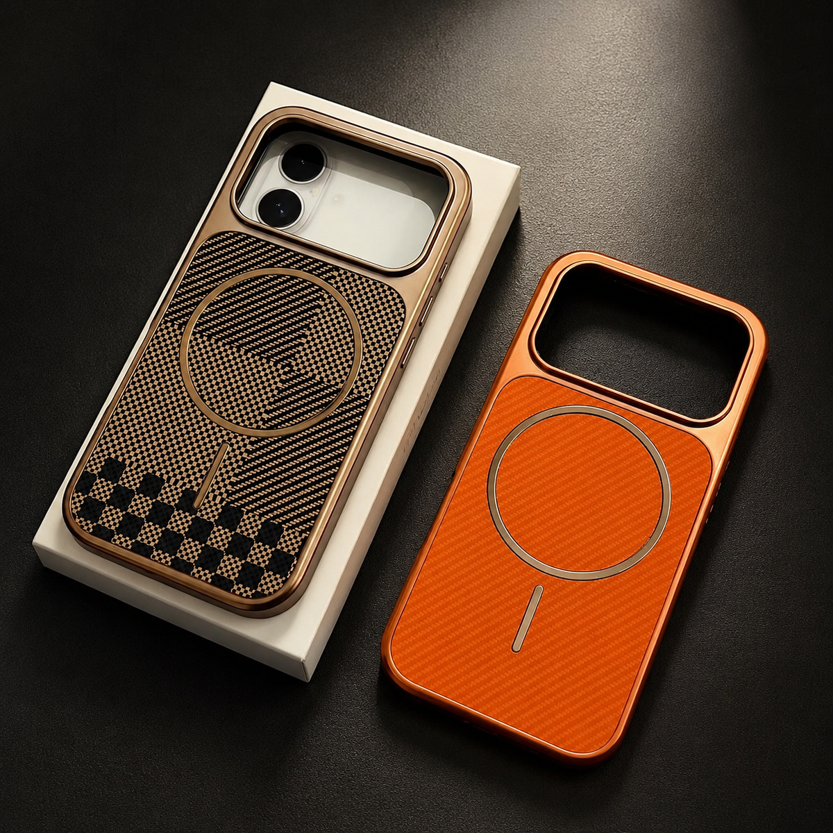 Premium iPhone Case MagSafe Carbon Fiber Cover Electroplated Shockproof Scratch Resistant Lightweight Wireless Charging Protective Full Coverage