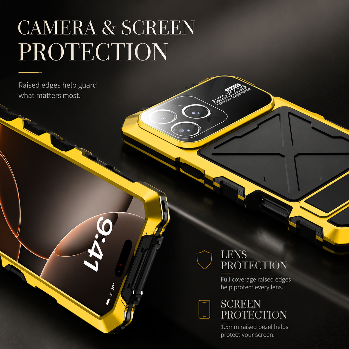 Premium iPhone Case MagSafe Compatible 360 Metal Lock Cover Dual Tempered Glass Full Body Protection