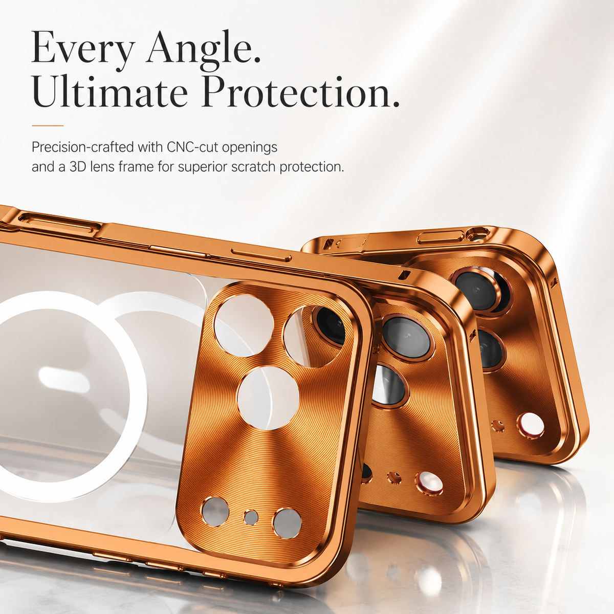 Premium iPhone Case MagSafe Compatible Aluminum Alloy Bumper Cover Matte Transparent Back Shockproof Camera Lens Protection