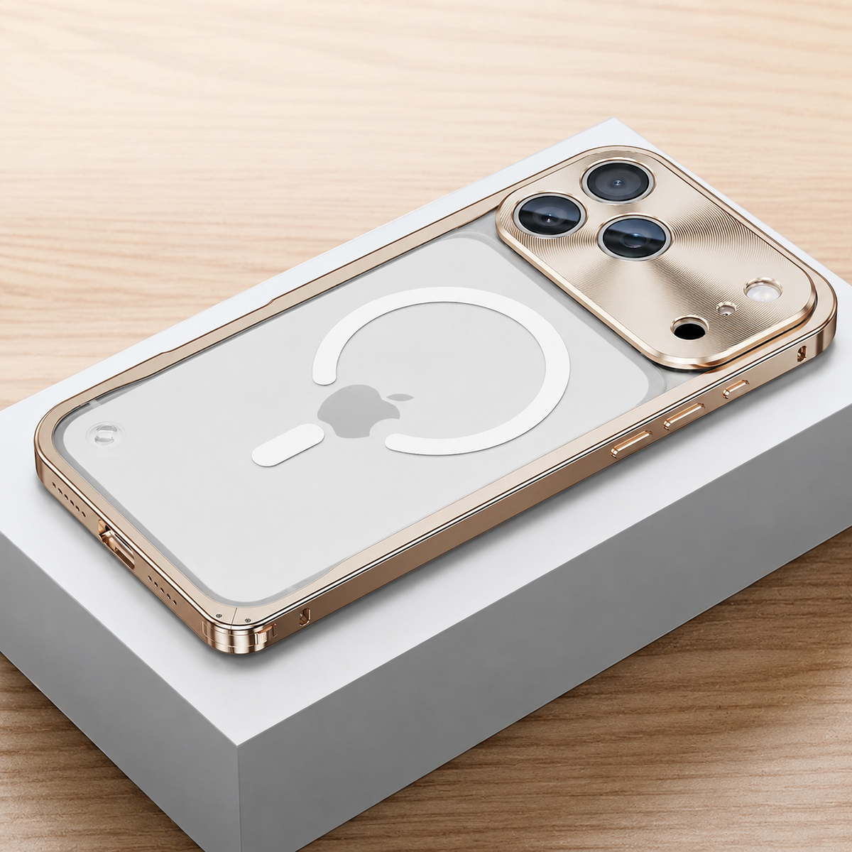 Premium iPhone Case MagSafe Compatible Aluminum Alloy Bumper Cover Matte Transparent Back Shockproof Camera Lens Protection