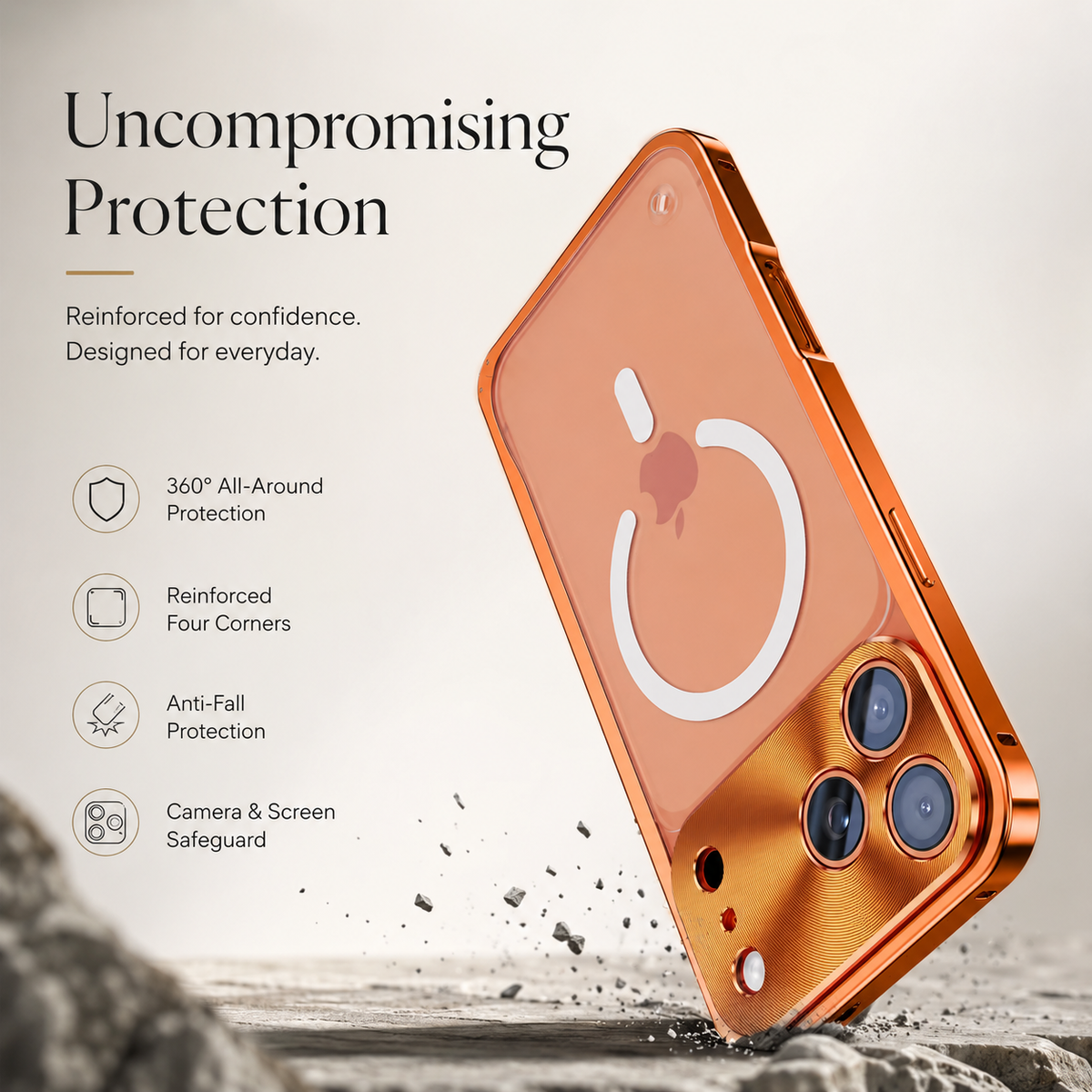 Premium iPhone Case MagSafe Compatible Aluminum Alloy Bumper Cover Matte Transparent Back Shockproof Camera Lens Protection