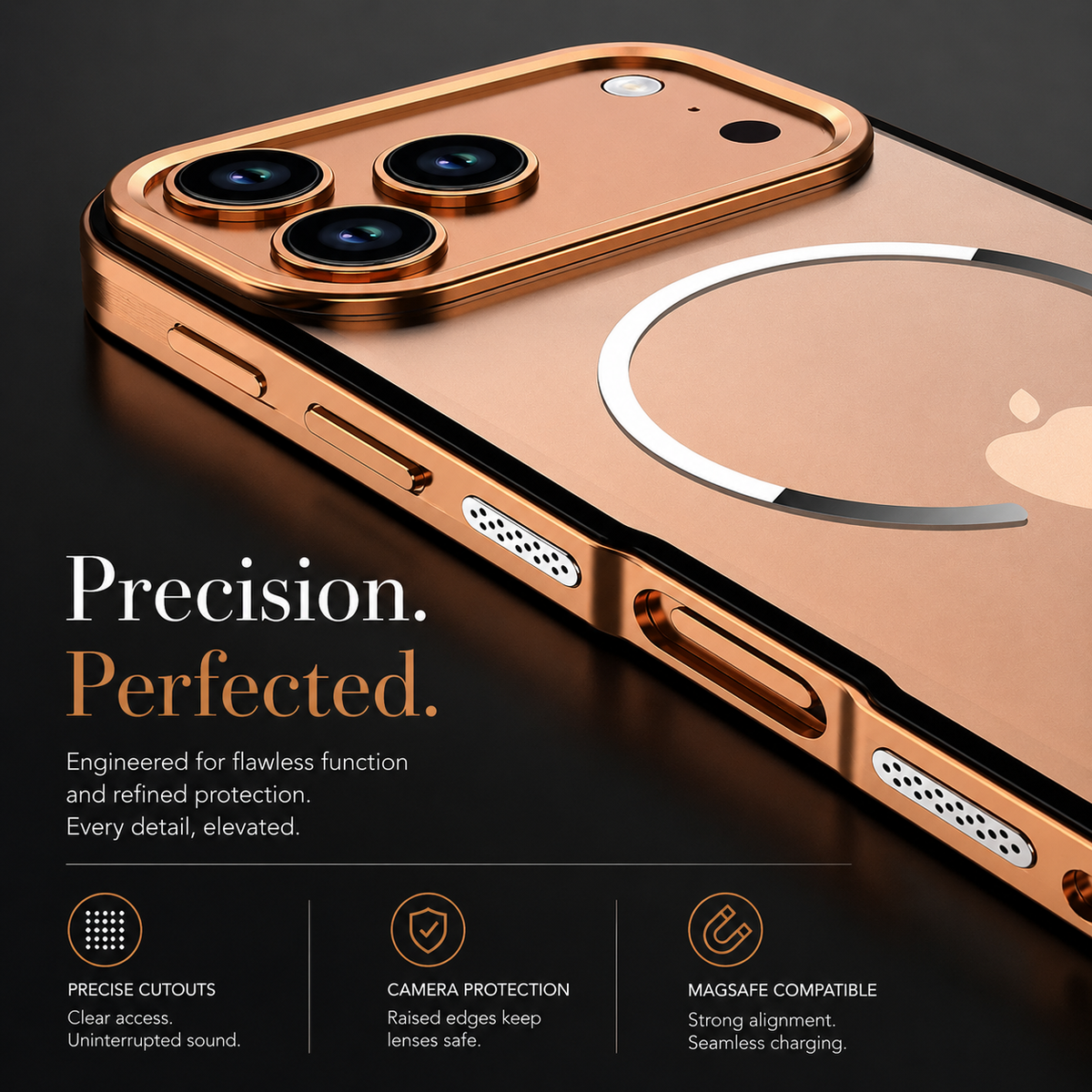 Premium iPhone Case MagSafe Compatible Aluminum Alloy Frosted Backplate Full Protection