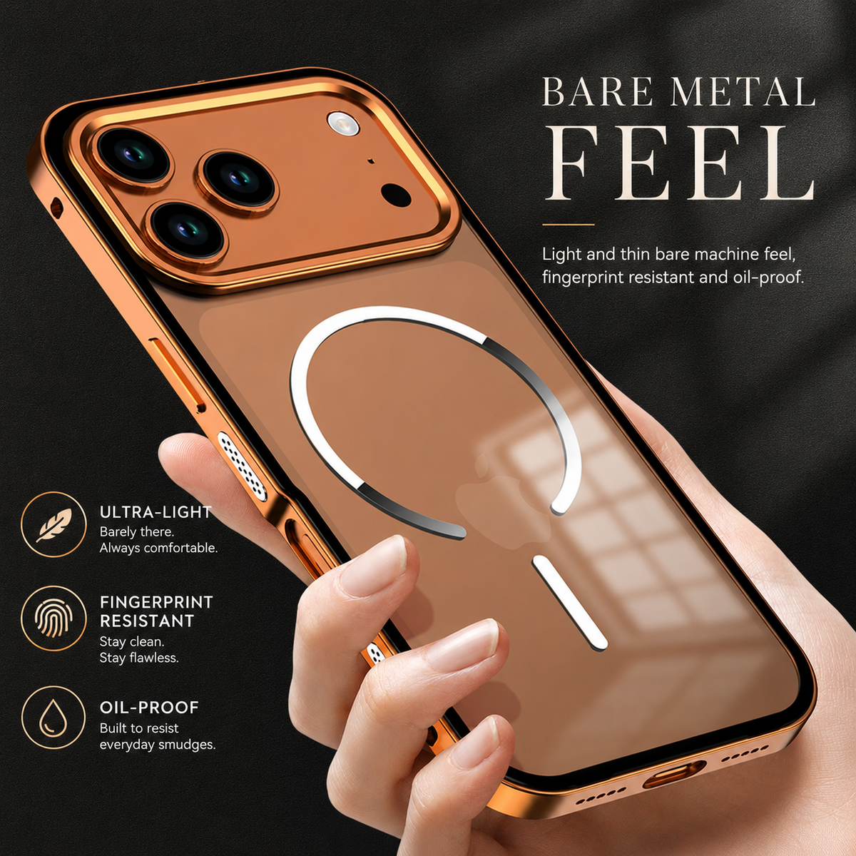 Premium iPhone Case MagSafe Compatible Aluminum Alloy Frosted Backplate Full Protection