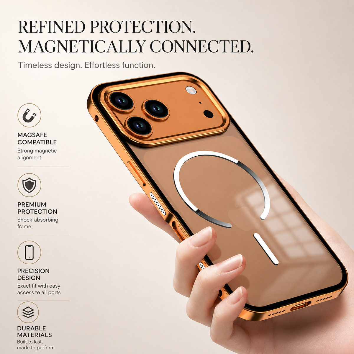 Premium iPhone Case MagSafe Compatible Aluminum Alloy Frosted Backplate Full Protection