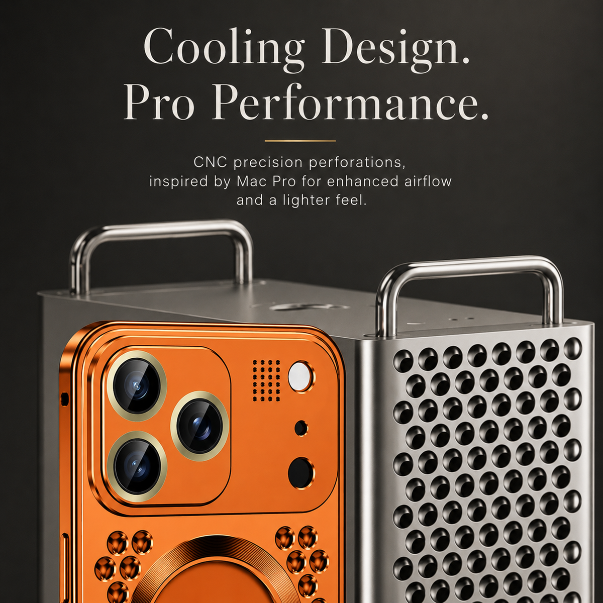 Premium iPhone Case MagSafe Compatible Aluminum Alloy Heat Dissipation Cover Lens Protection