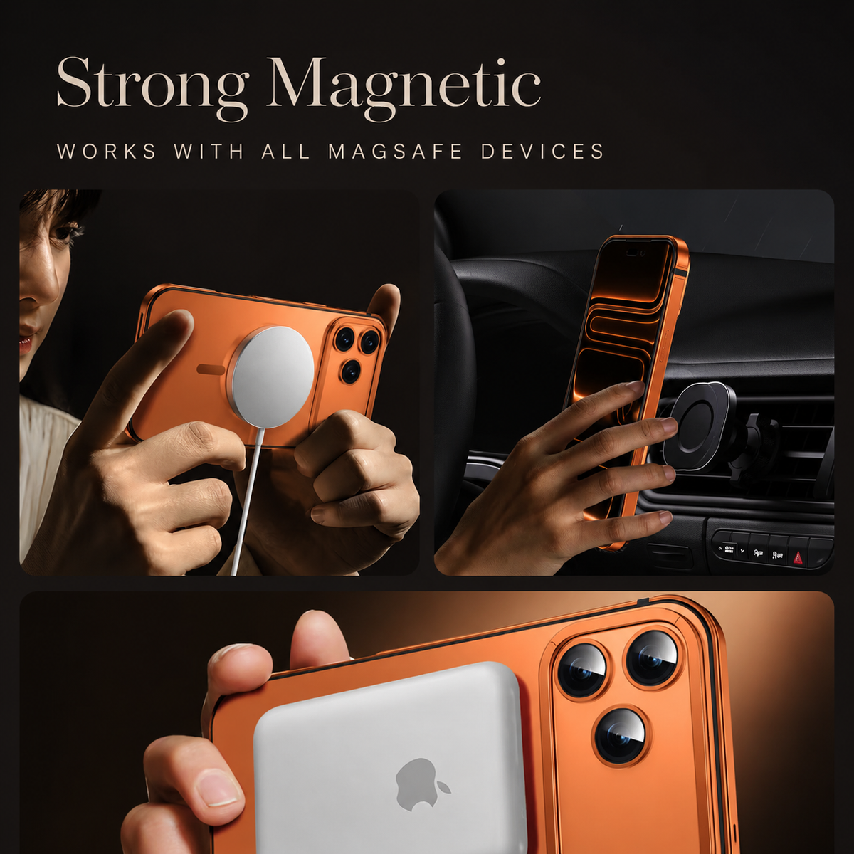 Premium iPhone Case MagSafe Compatible Aluminum Alloy Matte Cover Shockproof Camera Protection