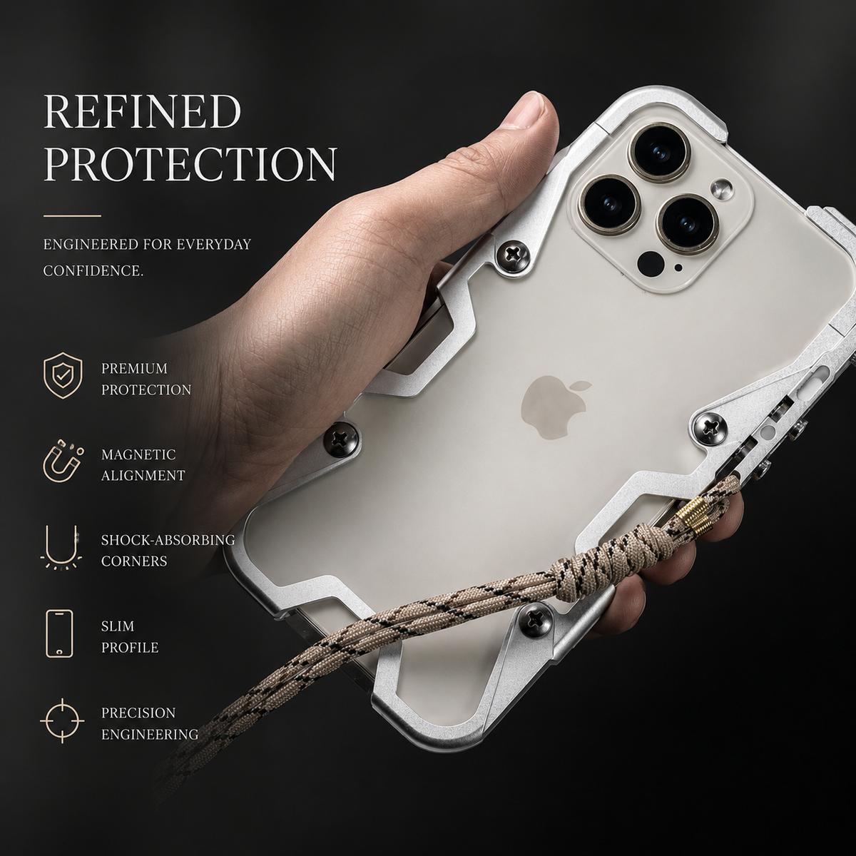 Premium iPhone Case MagSafe Compatible Aluminum Armor Bumper Cover Shockproof Heavy Duty Slim Design