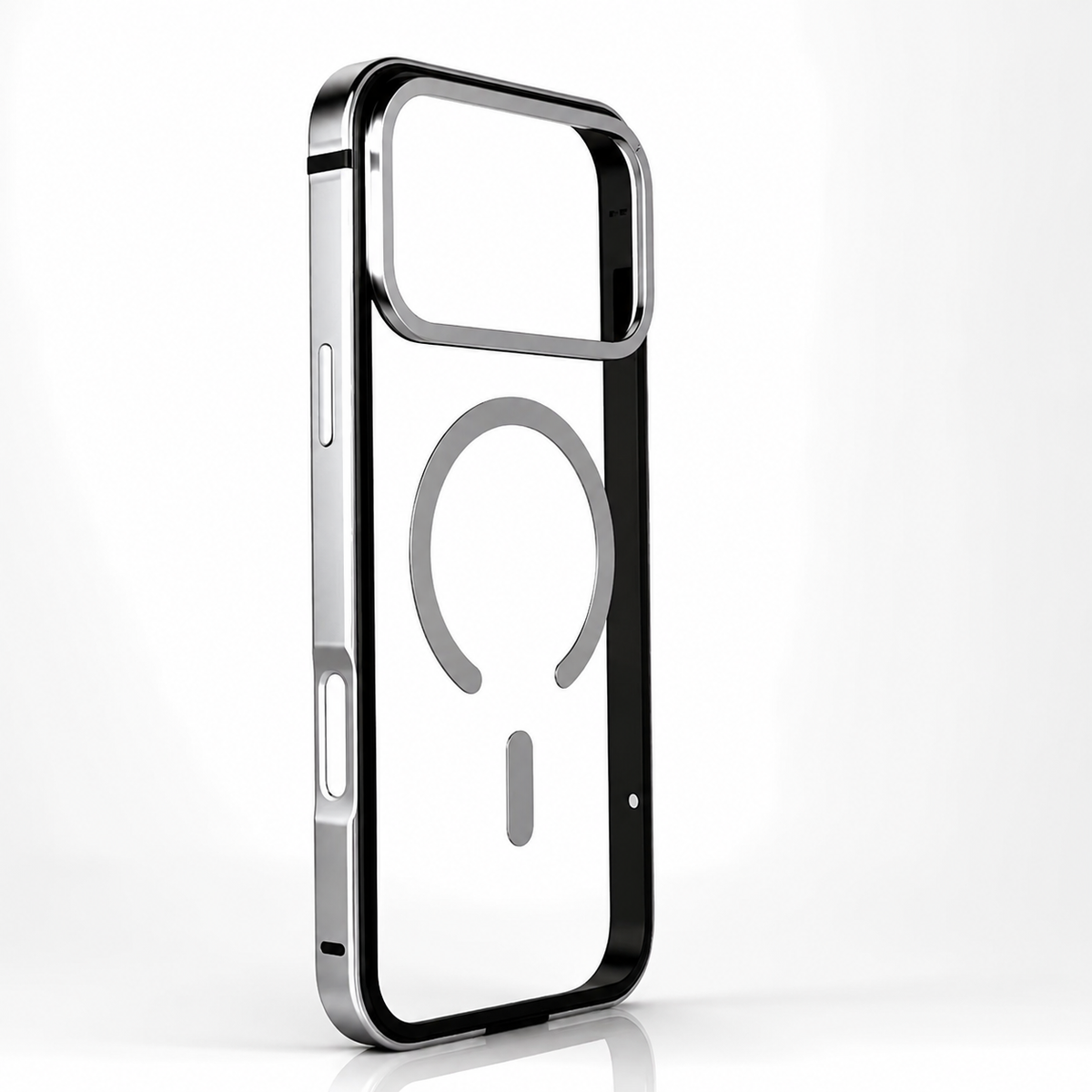 Premium iPhone Case MagSafe Compatible Aluminum Frame Cover HD Transparent Backplate Shockproof Camera Lens Protection