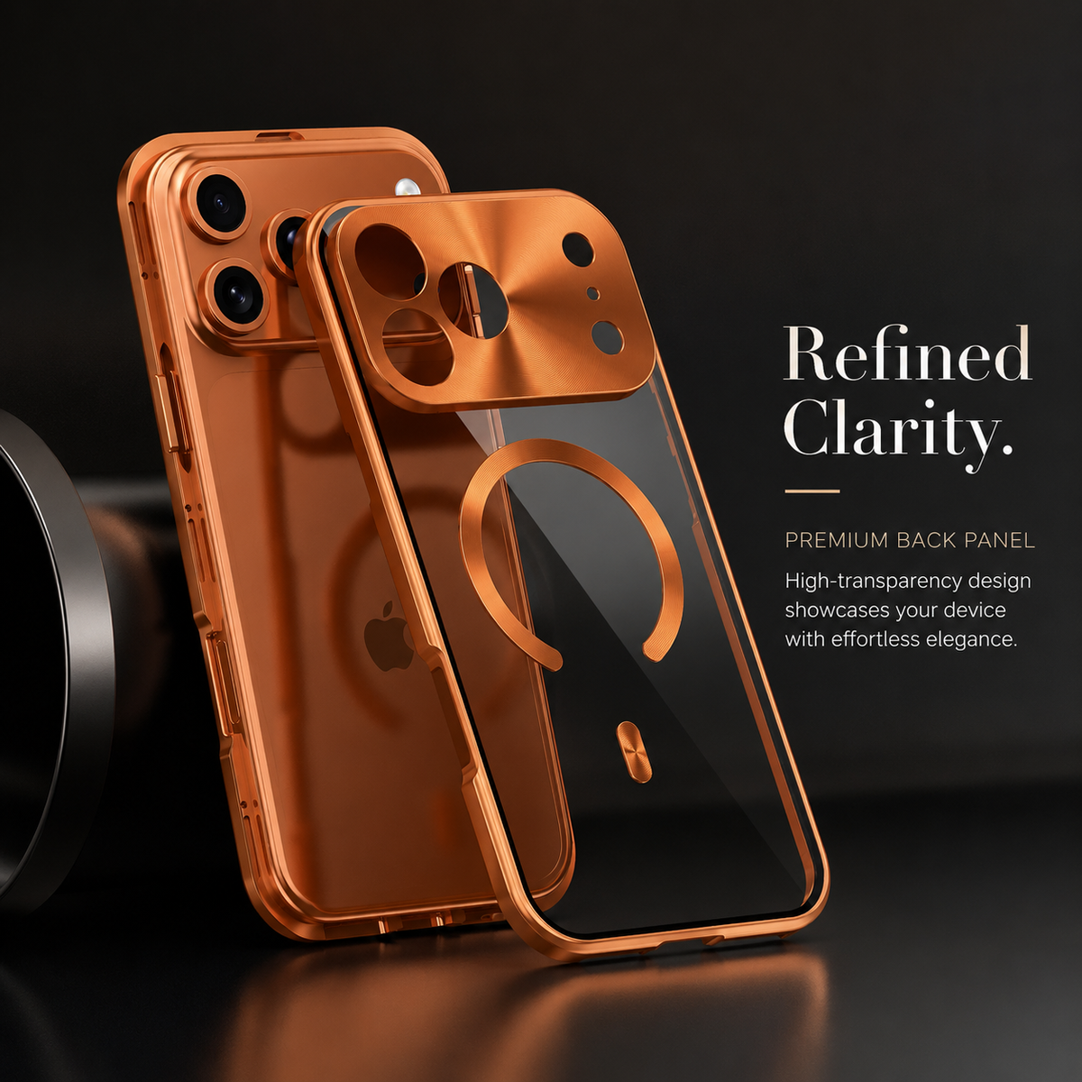 Premium iPhone Case MagSafe Compatible Aluminum Frame Cover Privacy Screen Protector Clear Back Shockproof Camera Lens Protection