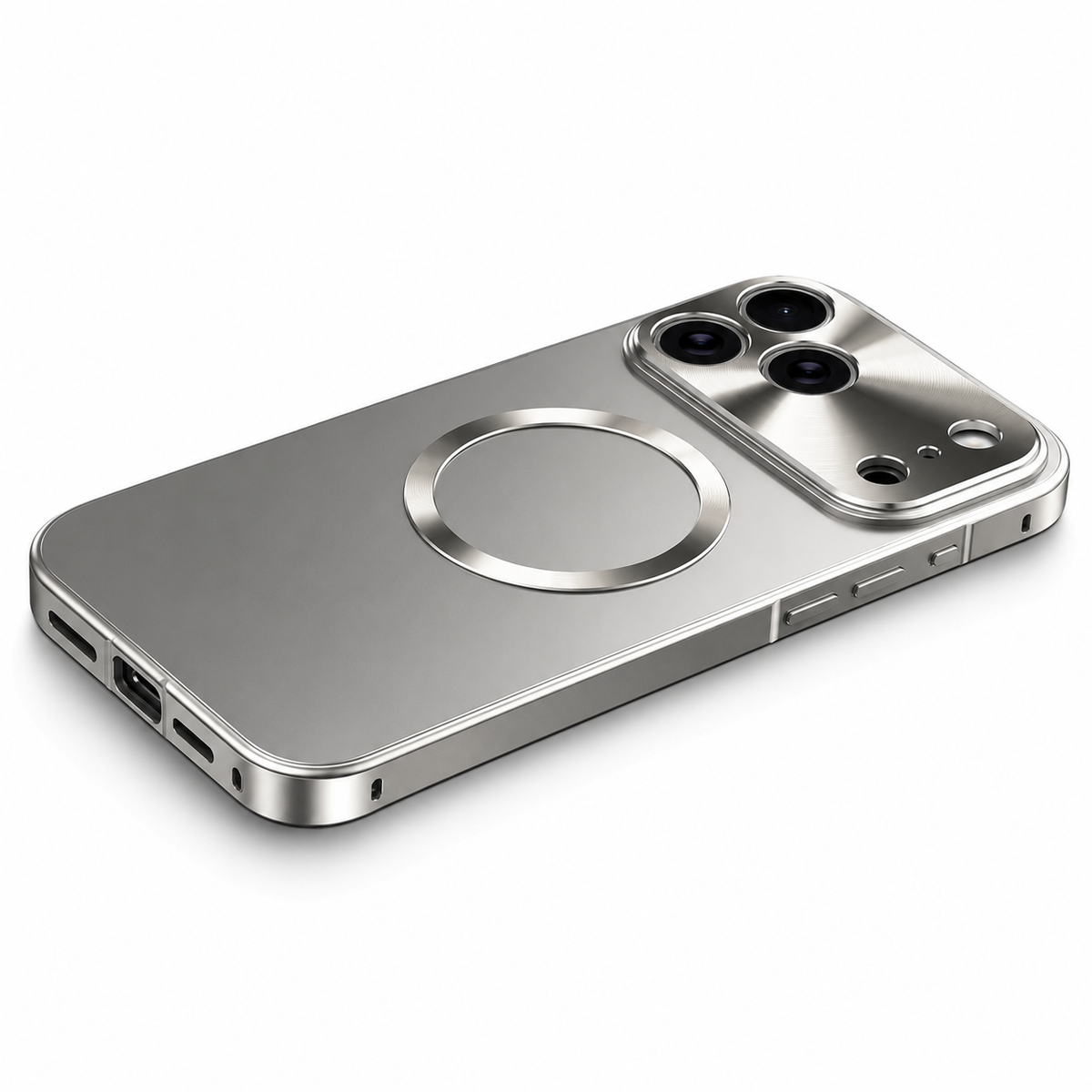 Premium iPhone Case MagSafe Compatible Aluminum Magnetic Frame Frosted PC Cover Shockproof Protection