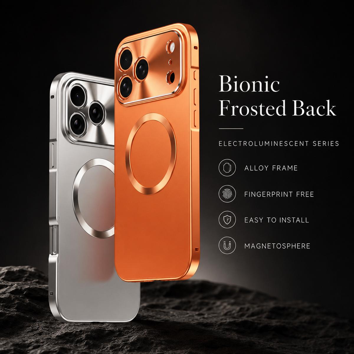 Premium iPhone Case MagSafe Compatible Aluminum Magnetic Frame Frosted PC Cover Ultra Thin Protection