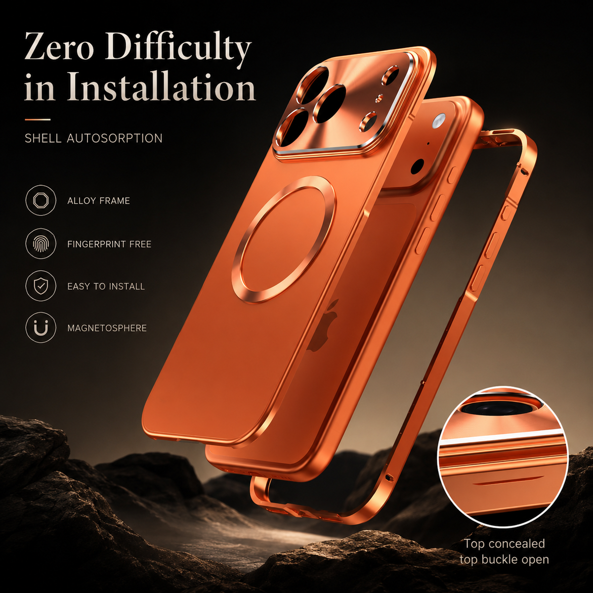 Premium iPhone Case MagSafe Compatible Aluminum Magnetic Frame Frosted PC Cover Ultra Thin Protection