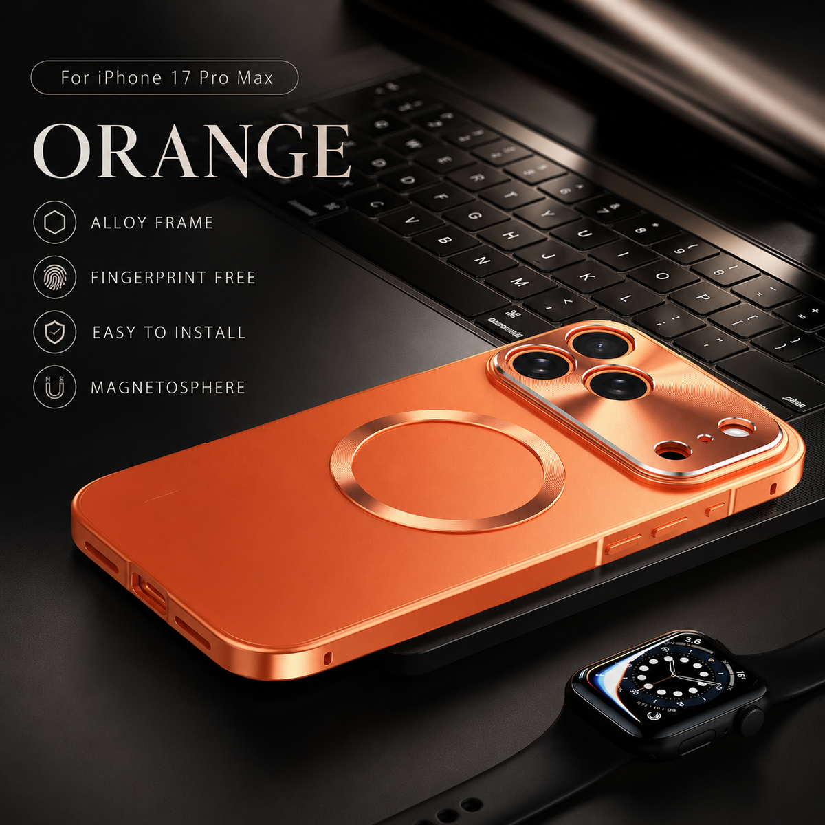 Premium iPhone Case MagSafe Compatible Aluminum Magnetic Frame Frosted PC Cover Ultra Thin Protection