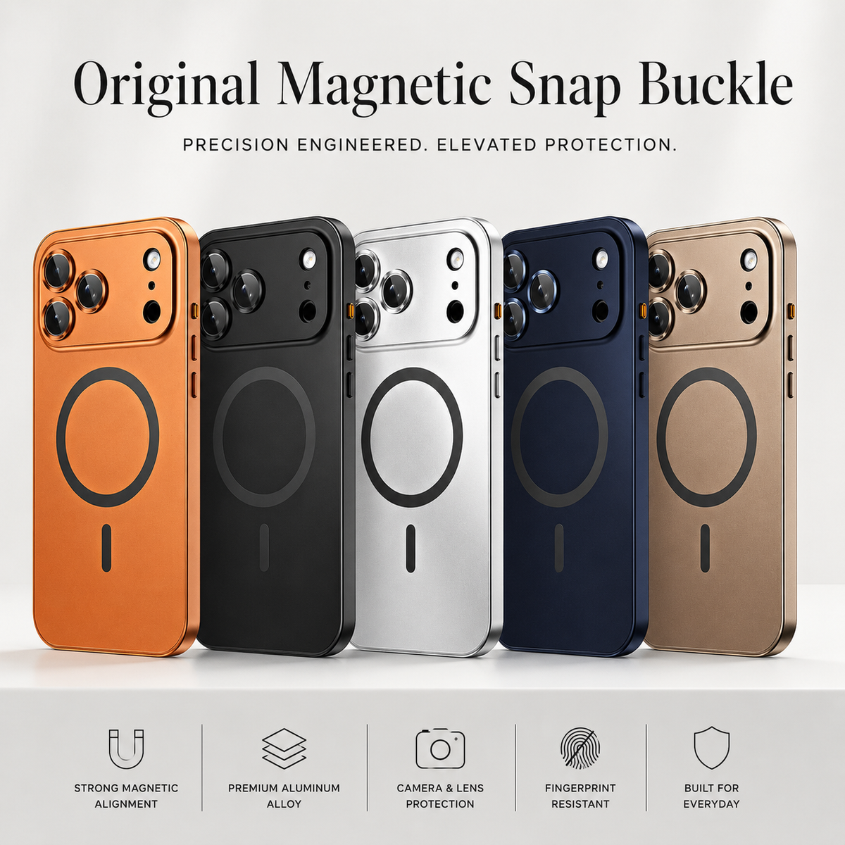 Premium iPhone Case MagSafe Compatible Aluminum Metal Frame Cover PC Back Shockproof Camera Lens Protection Ultra Thin Full Protection