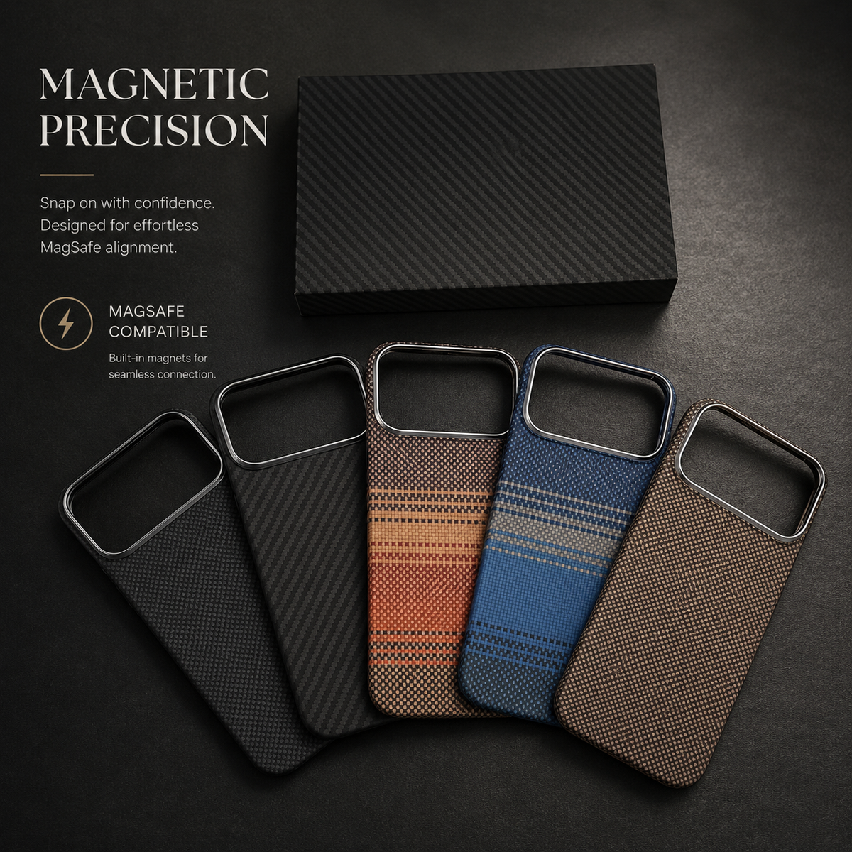 Premium iPhone Case MagSafe Compatible Aramid Carbon Fiber Cover Ultra Thin Lightweight Shockproof Protection