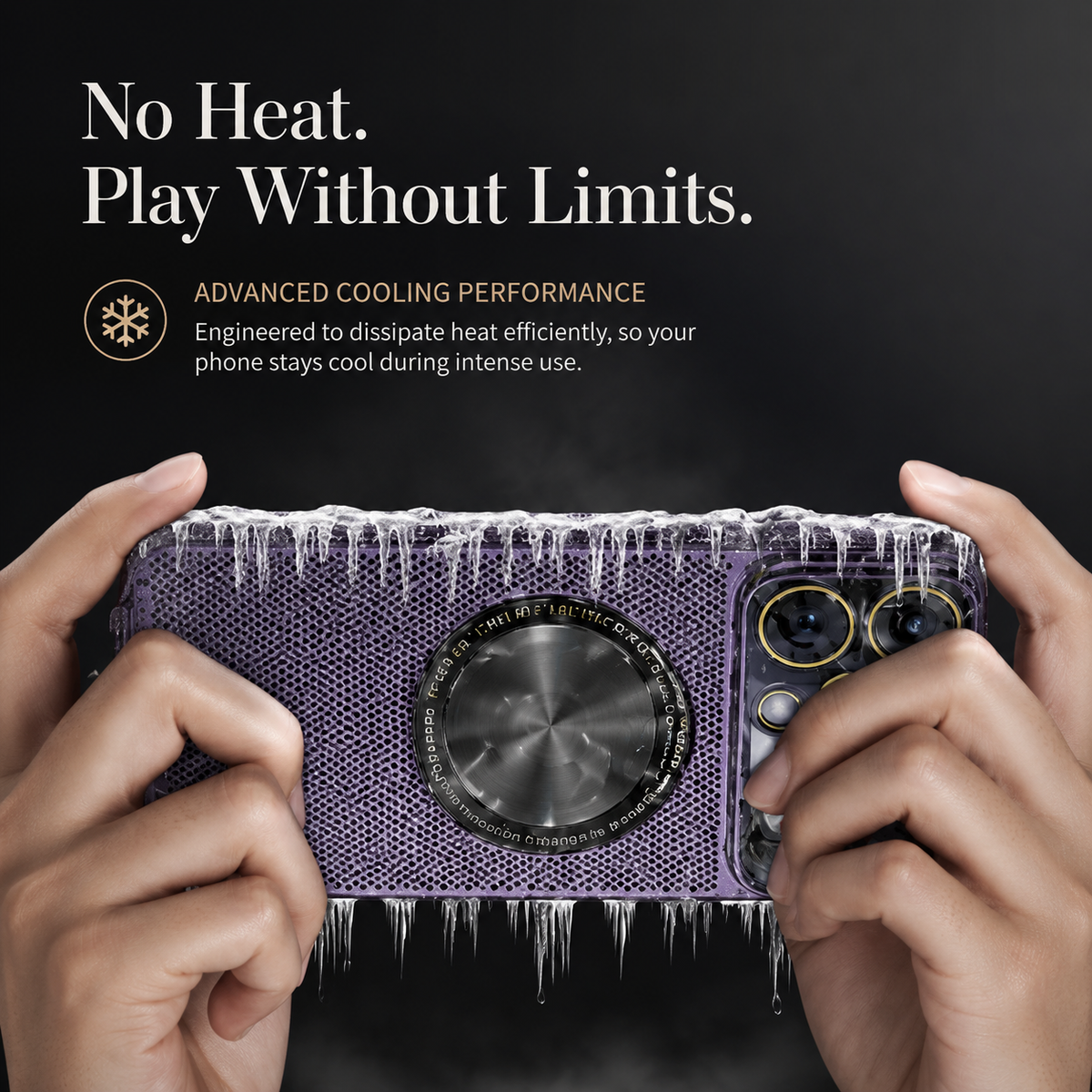 Premium iPhone Case MagSafe Compatible Cooling Mesh Cover Shockproof PC TPU Camera Lens Protection