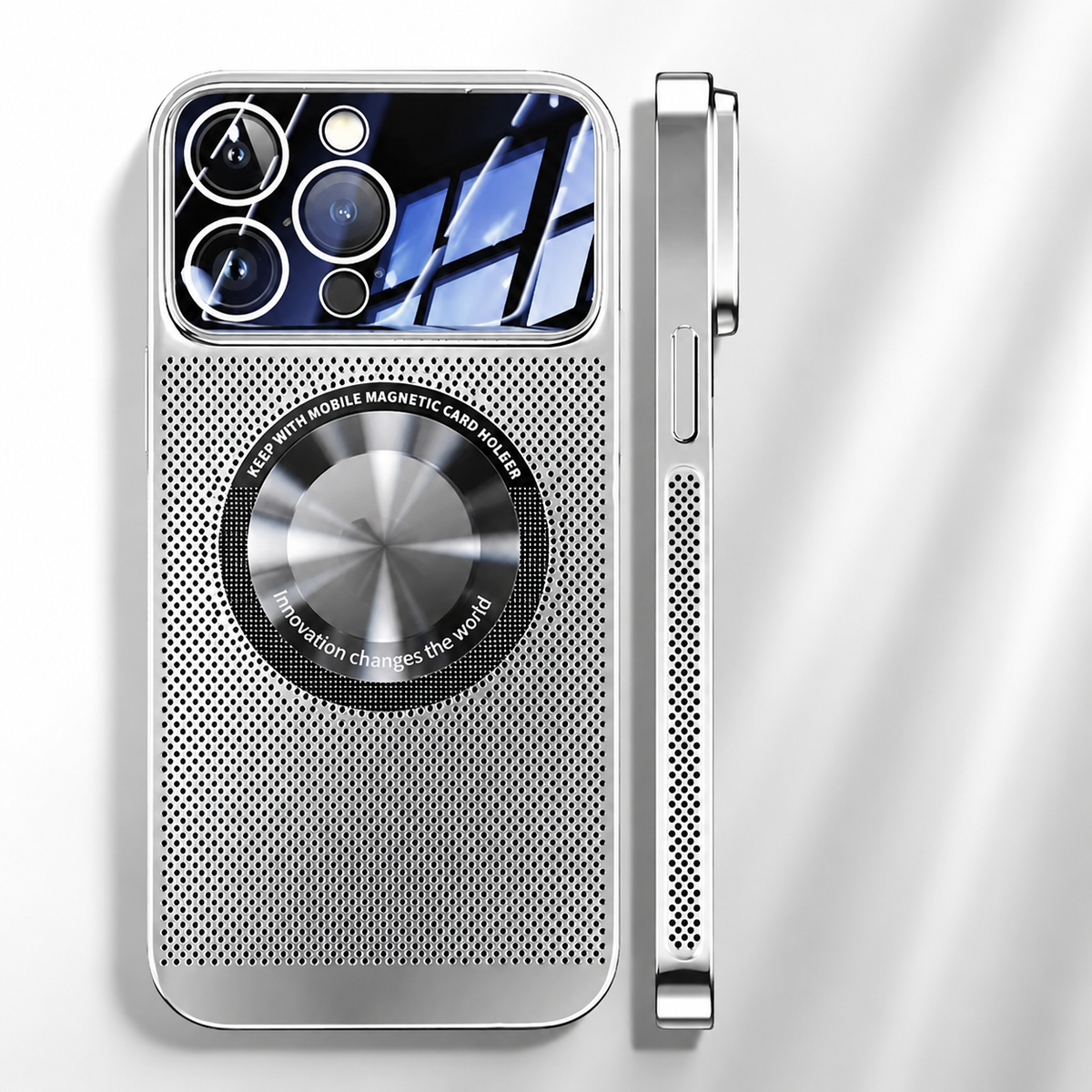 Premium iPhone Case MagSafe Compatible Cooling Mesh Cover Shockproof PC TPU Camera Lens Protection