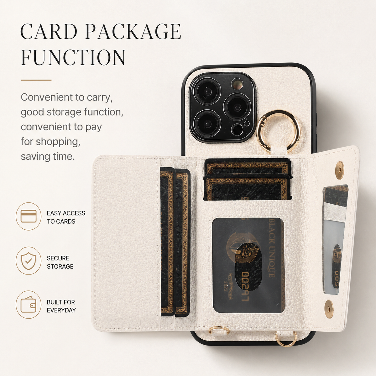 Premium iPhone Case MagSafe Compatible Crossbody Wallet Cover PU Leather Card Slots Ring Holder Full Protection